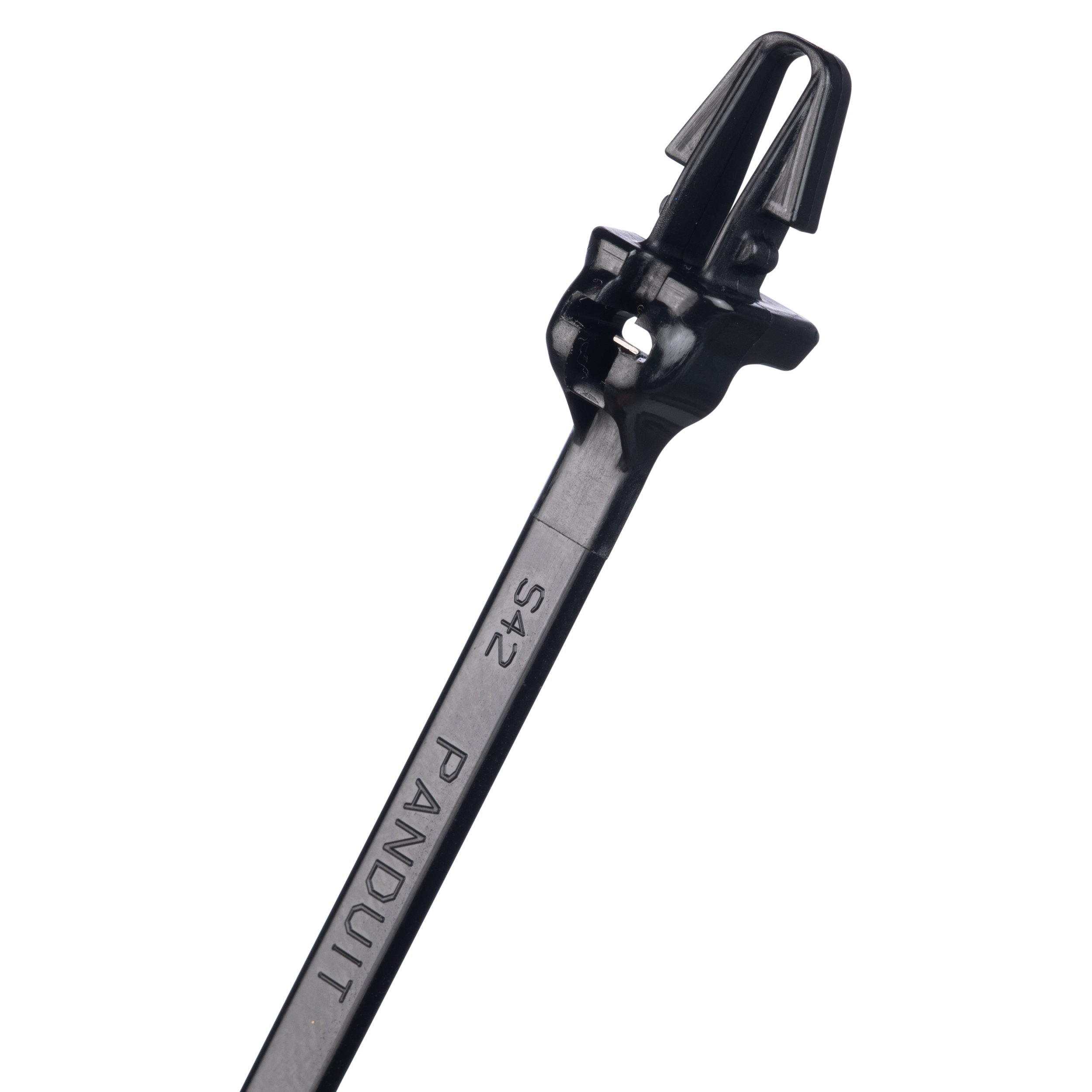 Product image for Panduit BP2S-D0 Push Mount Tie, Metal Barb, 8.5"L (216mm), Standard, Weather Resistant, Black