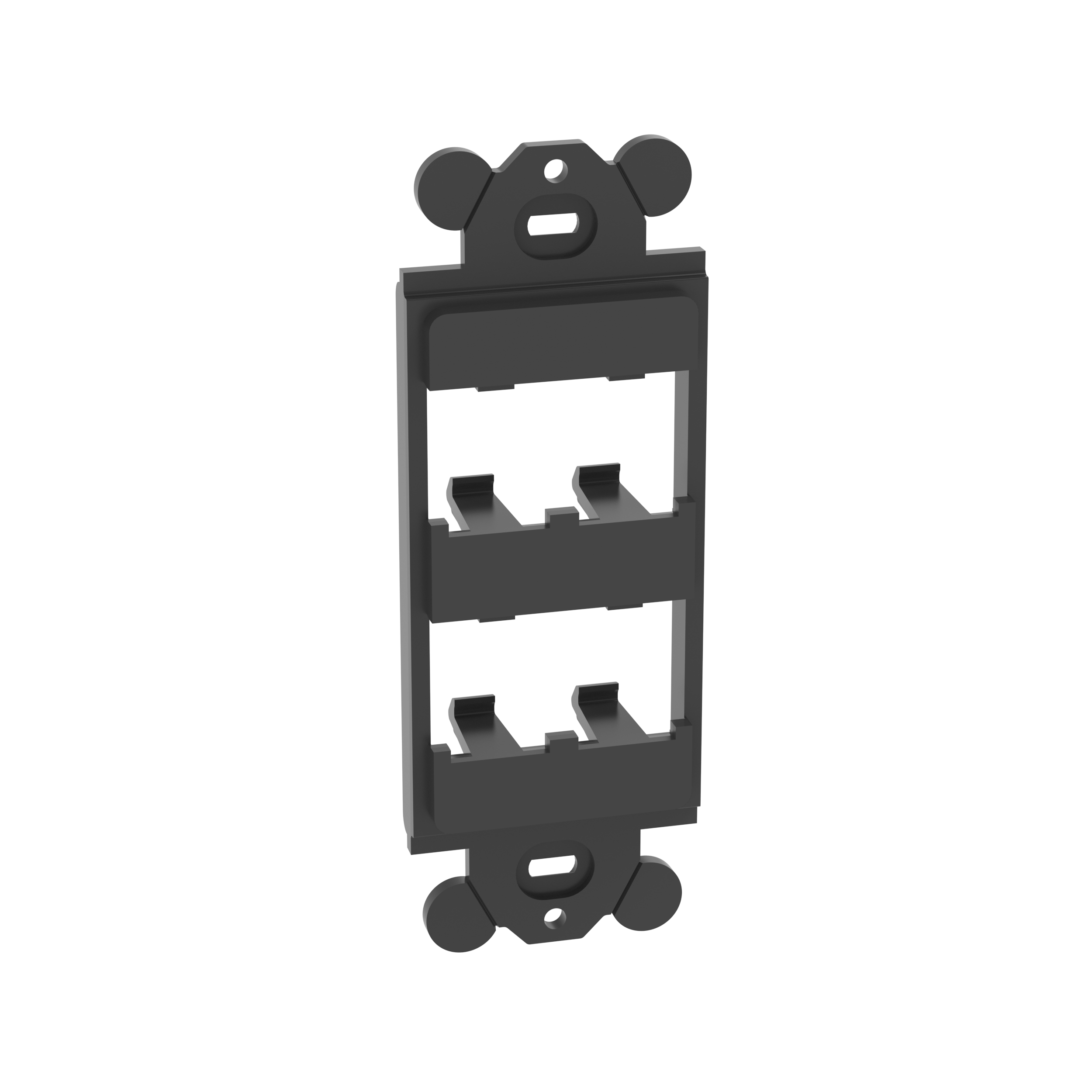 Mini Com rectangular adapter, 4 port, Black