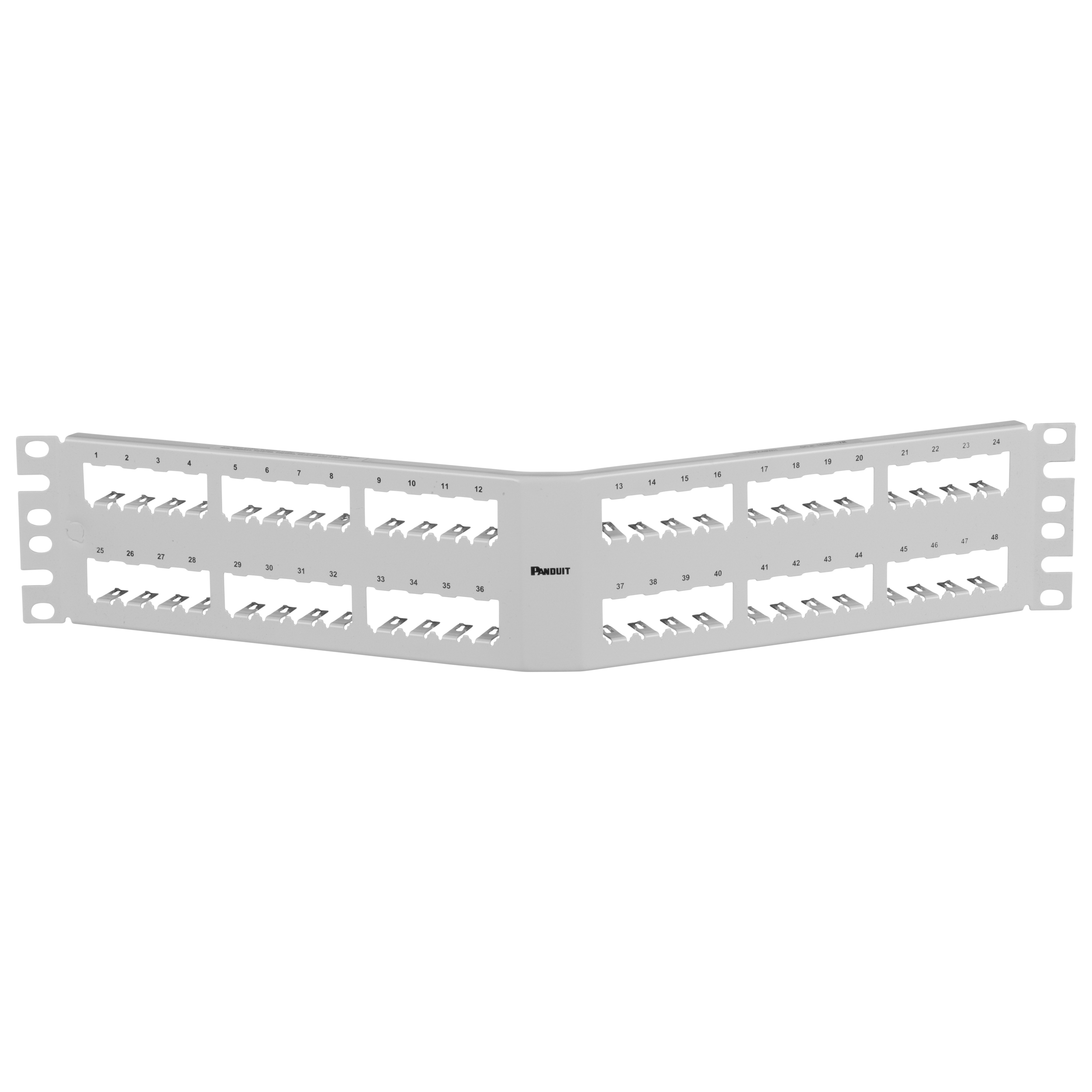 Mini-Com®, Angled,Shielded, Patch Panel, 48 Port, 2 RU, White