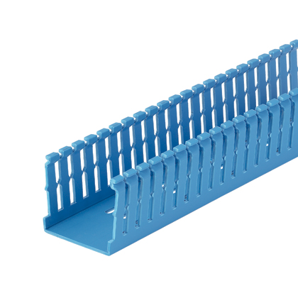 Product image for Panduit F1X1.5IB6 Narrow Slotted Wiring Duct, PVC, 1" x 1.5" x 6ft, Intrinsic Blue