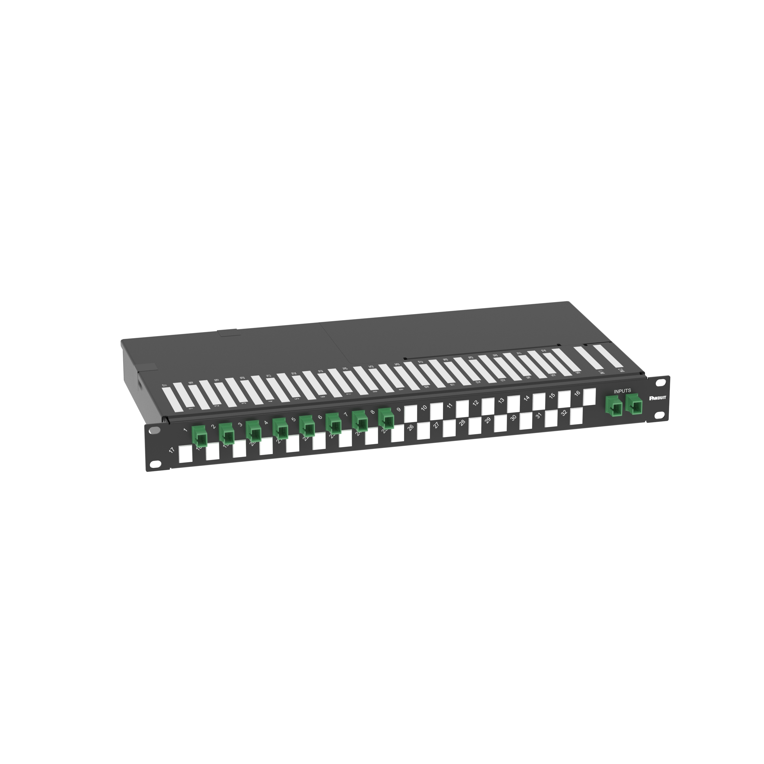 1 RU Splitter Tray for PON, 2 x SC-APC Input to 8 x SC-APC Outputs (2 x 8)