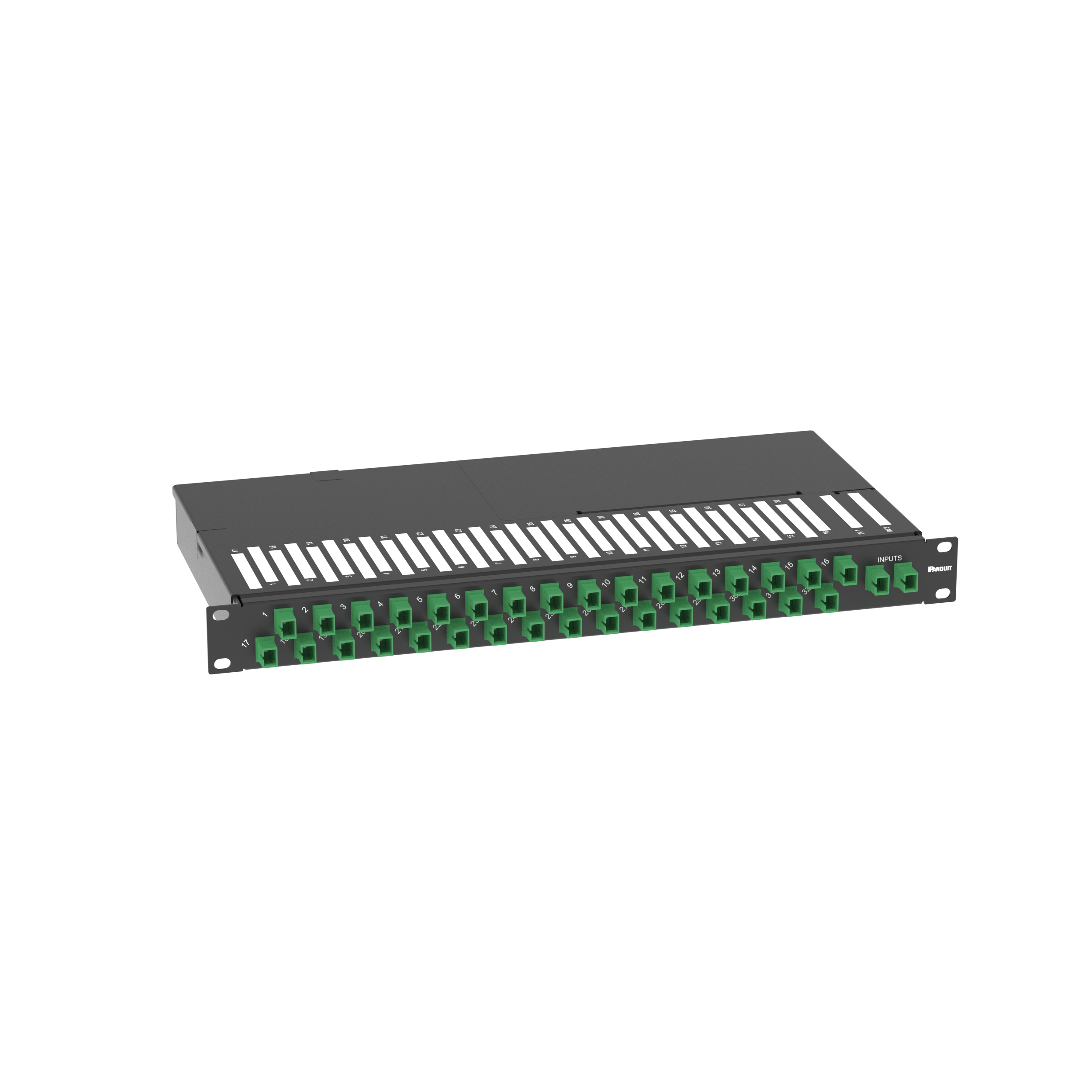 1 RU Splitter Tray for PON, 2 x SC-APC Input to 32 x SC-APC Outputs (2 x 32)