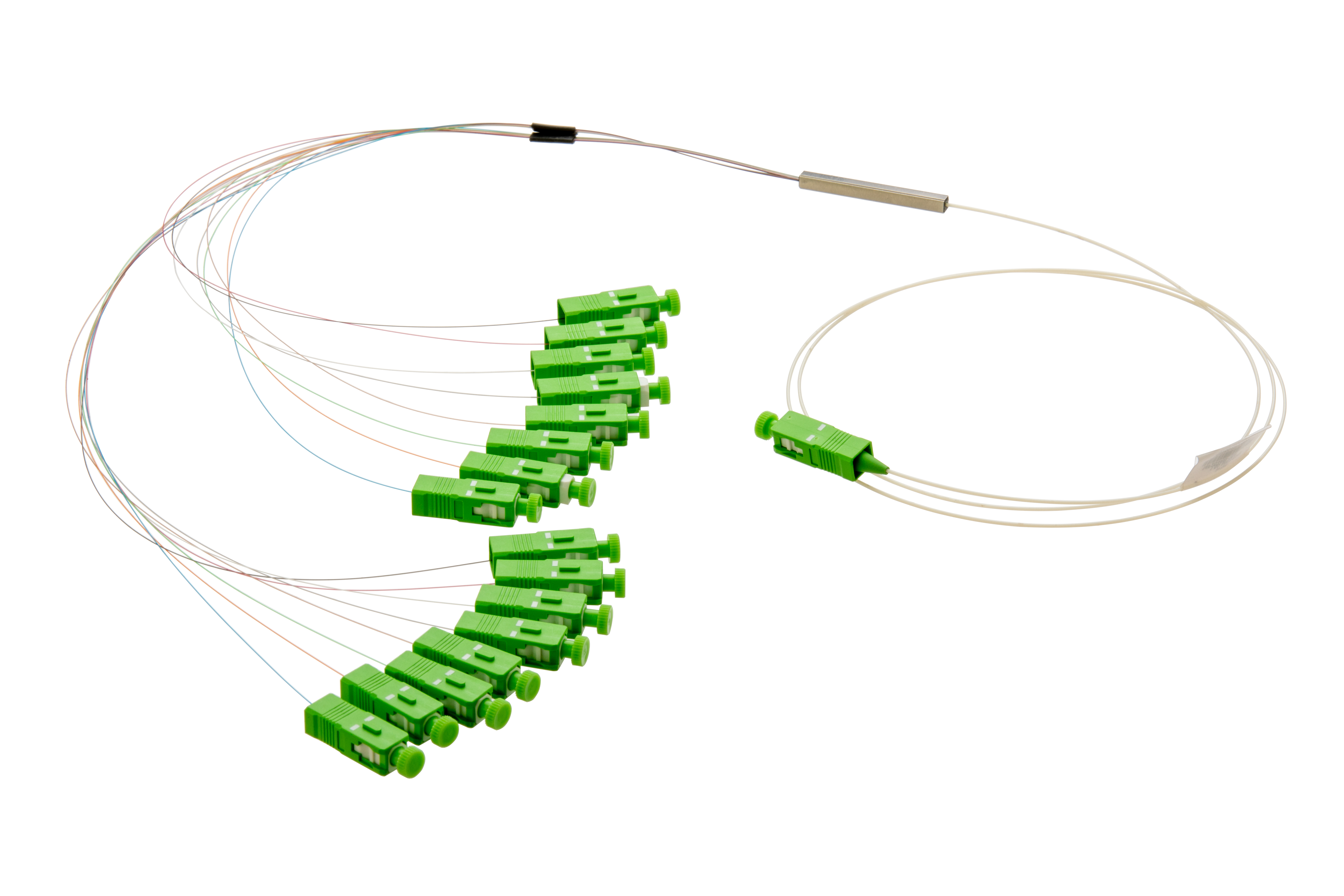 Fiber Optic PLC Splitter, 1X16 Split, 1 SC-APC to 16 SC-APC Connectors