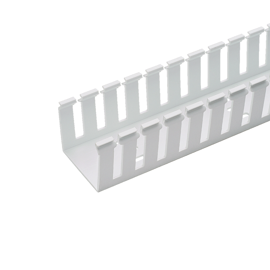 Product image for Panduit G1.5X4WH6 Wide Slotted Wiring Duct, PVC, 1.5" x 4" x 6ft, White