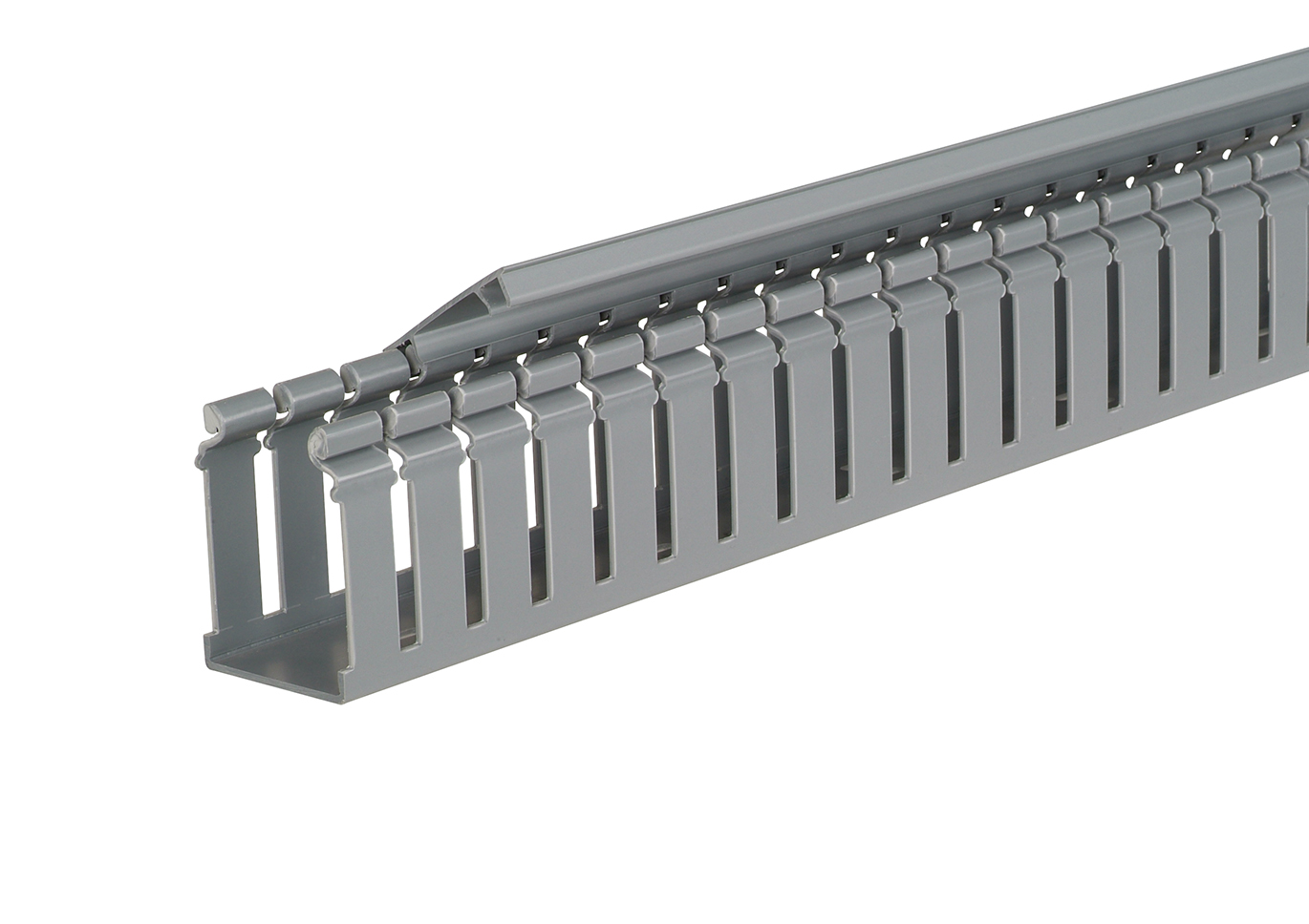 Product image for Panduit H1.5X3LG6 Slotted Hinged Duct,PVC,1.5"X3"X6',Light Gray