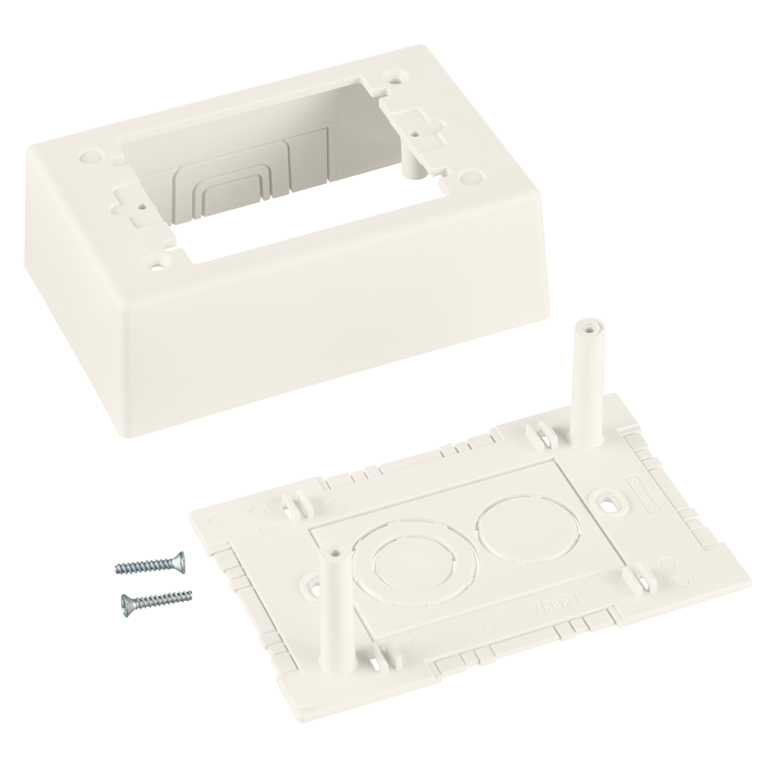 Product image for Panduit JBP1WH Surface Raceway, Power Rated Junction Box, 1-gang, 2-piece, White