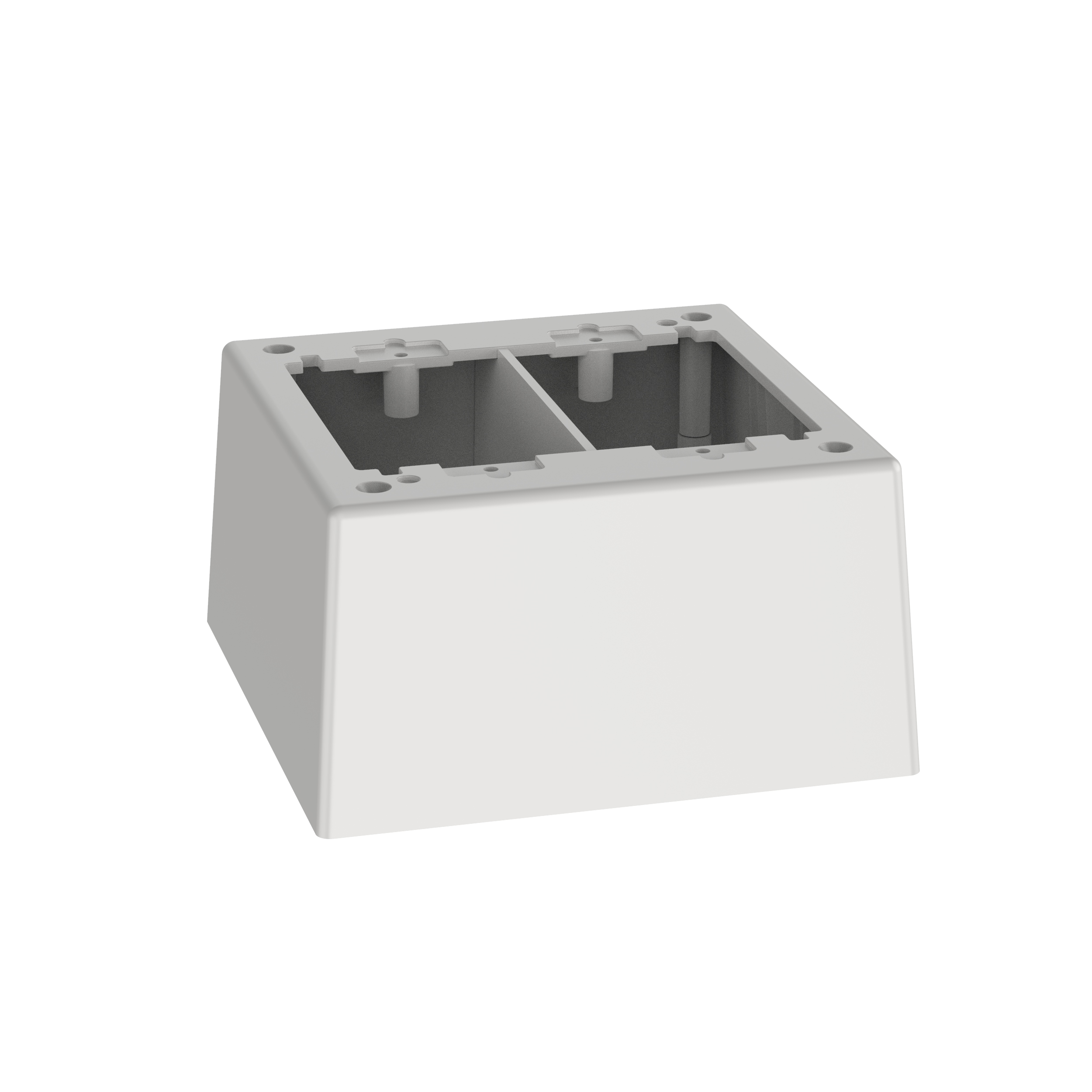 Product image for Panduit JBP2DWH Surface Raceway, Power Rated Junction Box, 2-gang, 2-pc, Deep, White