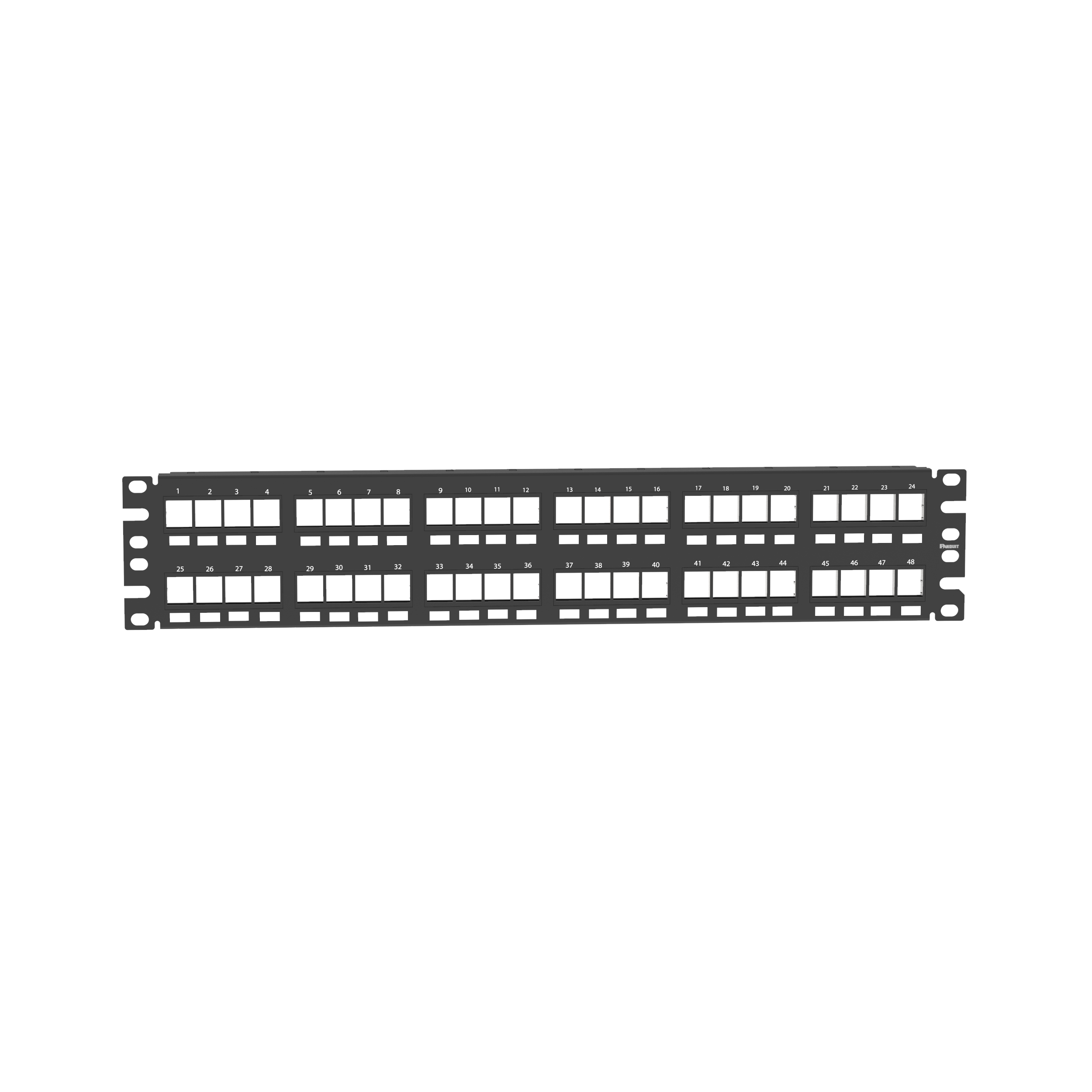 NetKey® Flush Patch Panel, 48 Port, 2 RU, BL