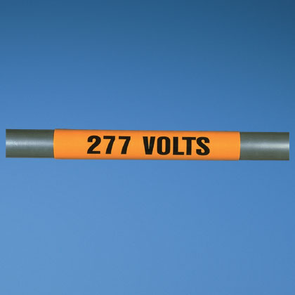 Product image for Panduit PCV-277BY 1.13 x 4.5 Inch Black/Orange Vinyl Legend 277 Volts Voltage Marker