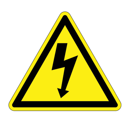 Product image for Panduit PESW-D-1Y ISO Label, Vinyl,'Electrical Shock symbol', 3.9"triangle,3/cd,10 cds/pk,BL/YL