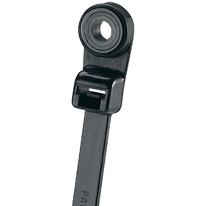 Pan-Ty® PLC2S-S10-M0 Locking Clamp Tie, Black, UV PA6.6, M5, 7.9"L, 50lb, PK1000