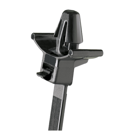 Product image for Panduit PRWP1.5S-D0 Wing Push Mount Tie, Releasable, 6.8"L (173mm), Standard, Weather Resistant, Blk