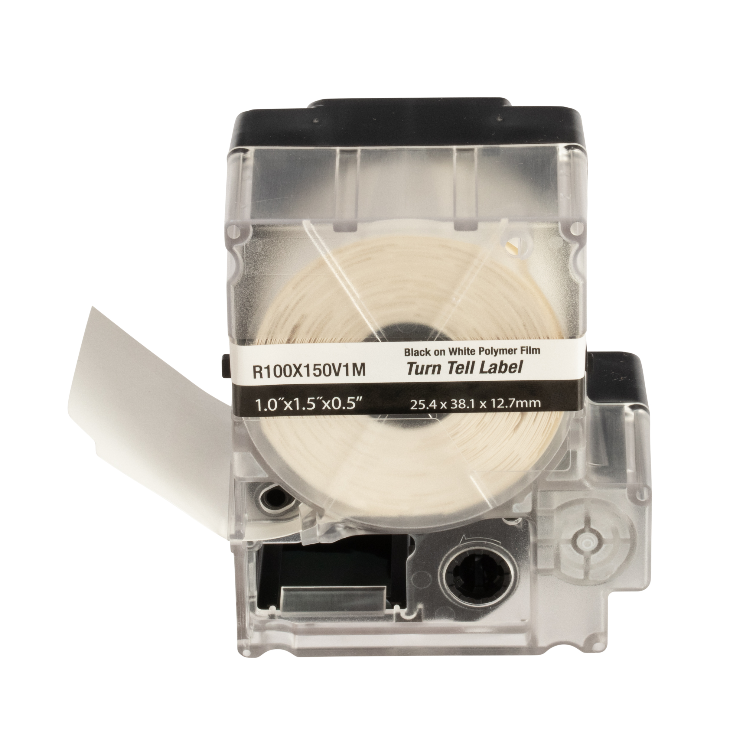 Panduit R100X150V1M Turn-Tell label cassettes, have an innovative design that allows label rotation to any angle for improved visibility, aesthetics, and easy repositioning. Label is 1.0