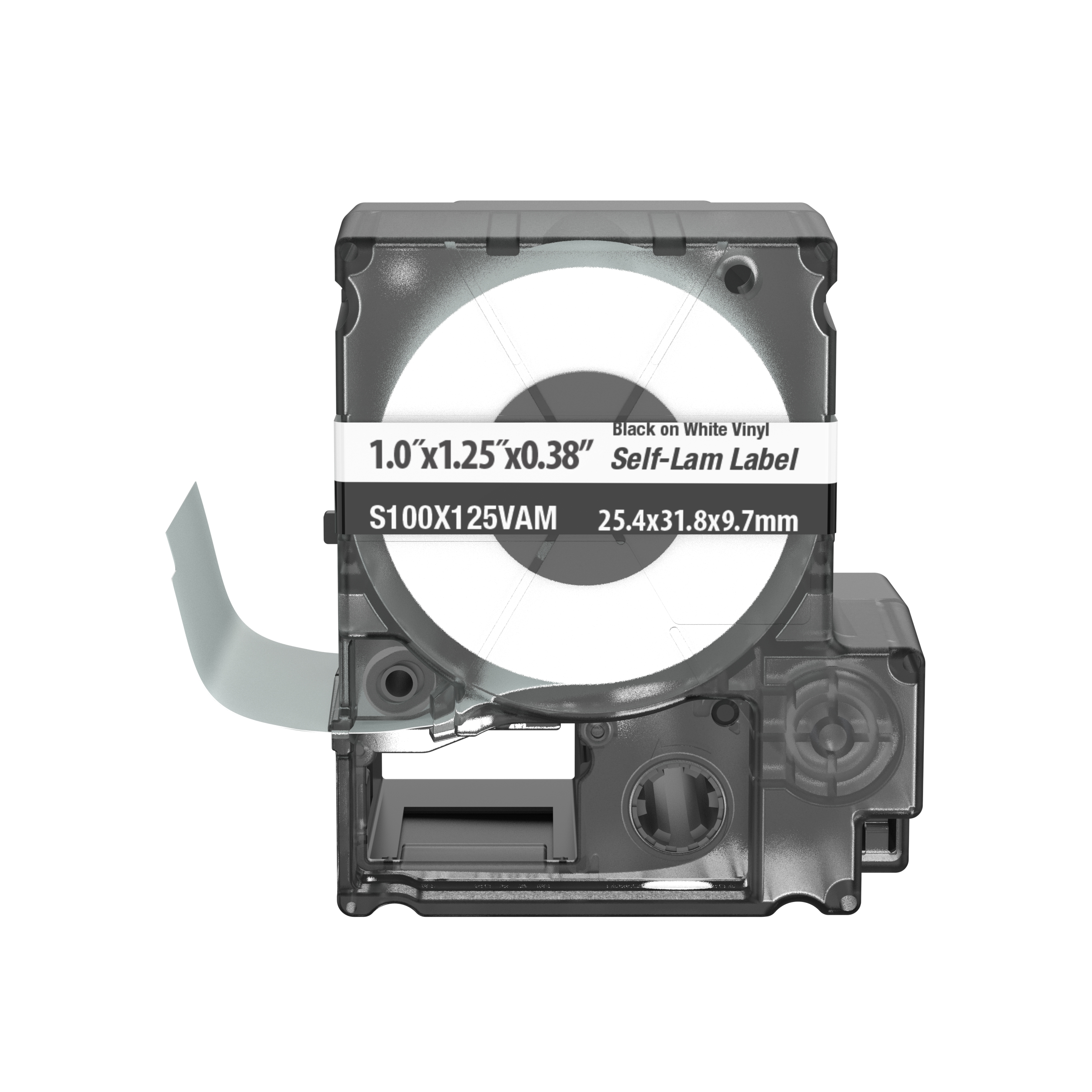 Product image for PXE™ S100X125VAM MP Printer Self-Laminated Label, Vinyl, White, 1.25"x1", 0.38"POH