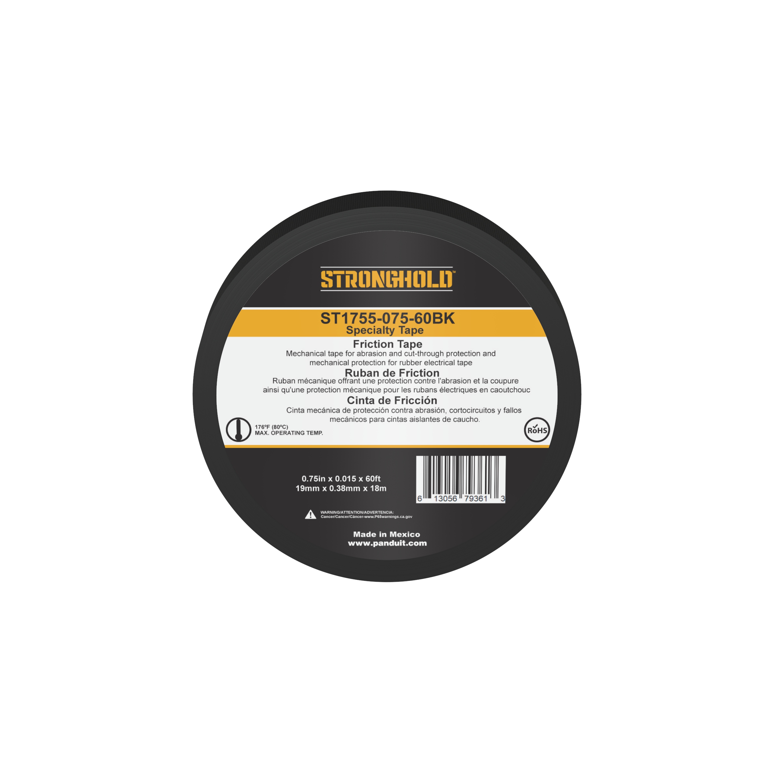 StrongHold™ ST1755-075-60BK Specialty, Black, EPDM, Friction Tape, PK1