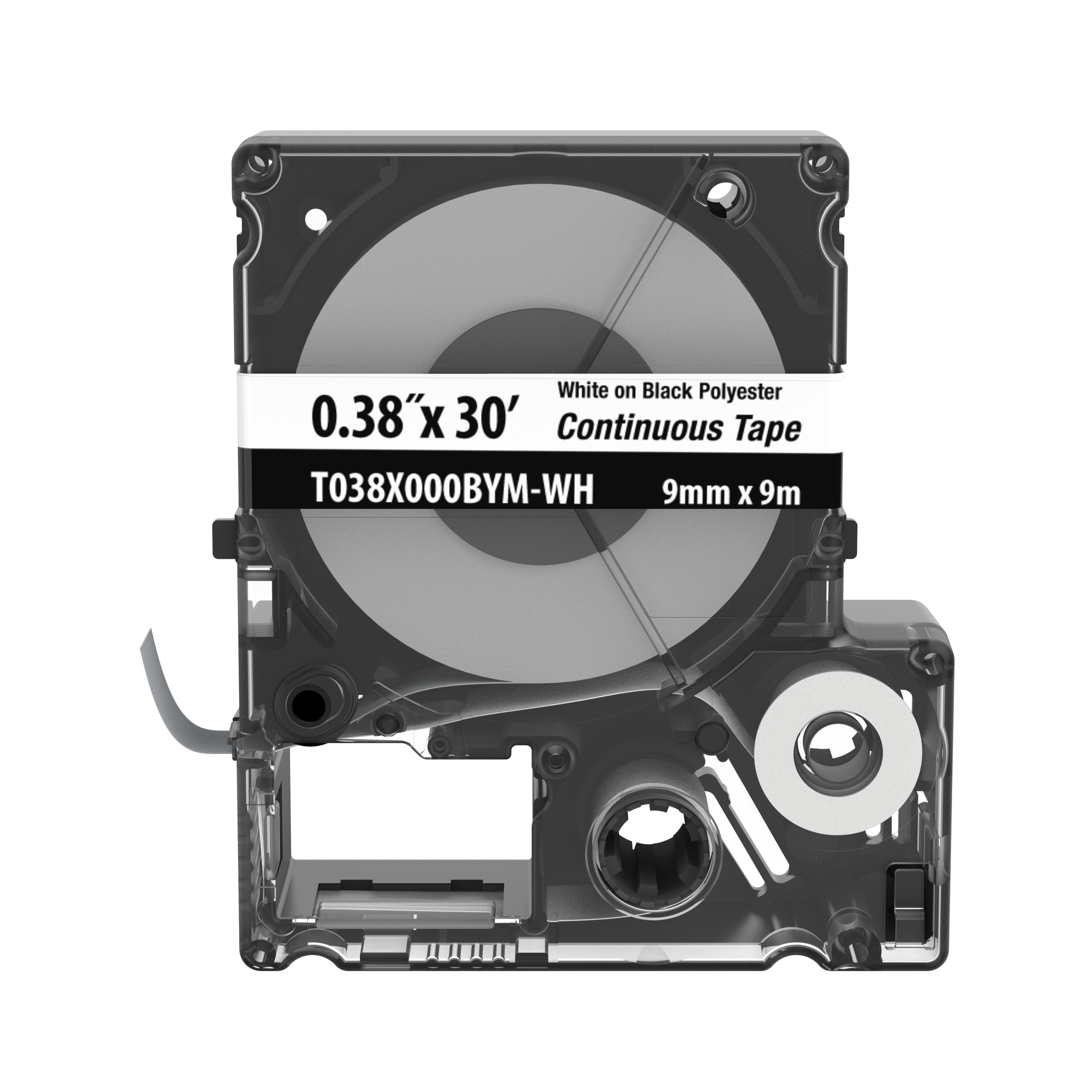 MP Cassette,Poly Cont Tape, .38"W x 30' L,WH on BK