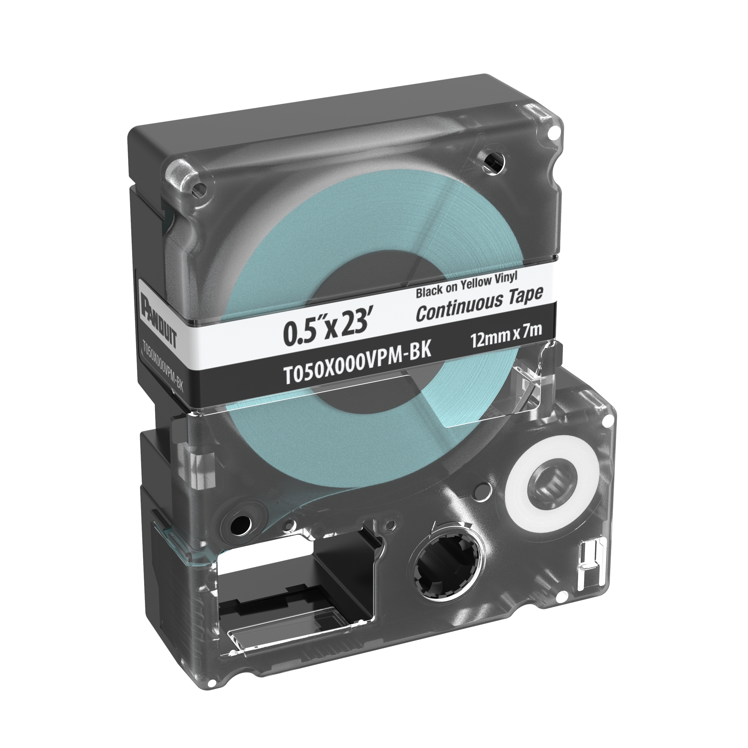 The T050X000VPM-BK Continuous Tape Cassette includes both label material and ribbon for easy changeover. Print custom pipe markers, voltage markers, signs, bin markers, and network identification labels on demand. For flat label applications only. For use with the MP100 and MP300 printers. Vinyl. 0.