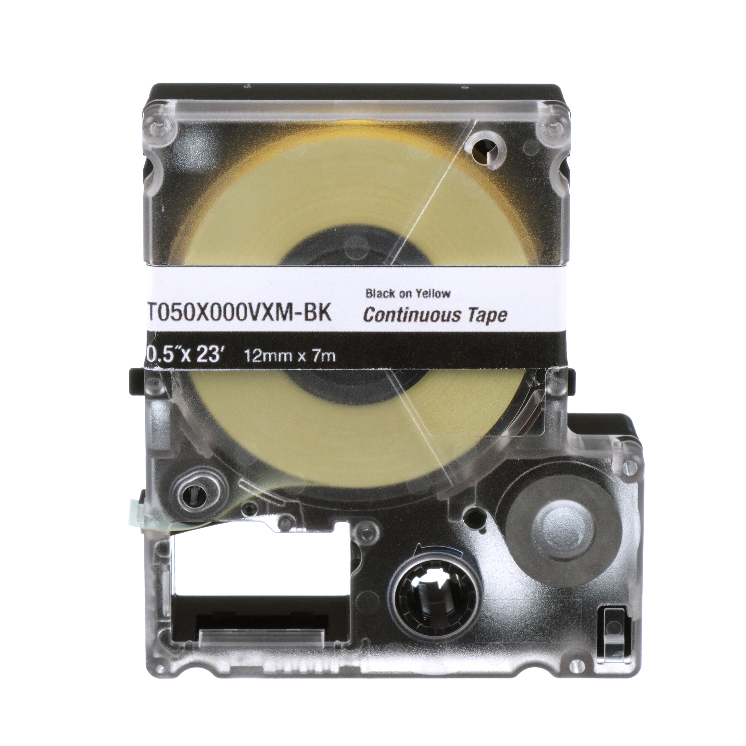 PXE™ T050X000VXM-BK MP Printer Cont. Tape, Safety & ID, Vinyl, Blk/Ylw, 0.5" W