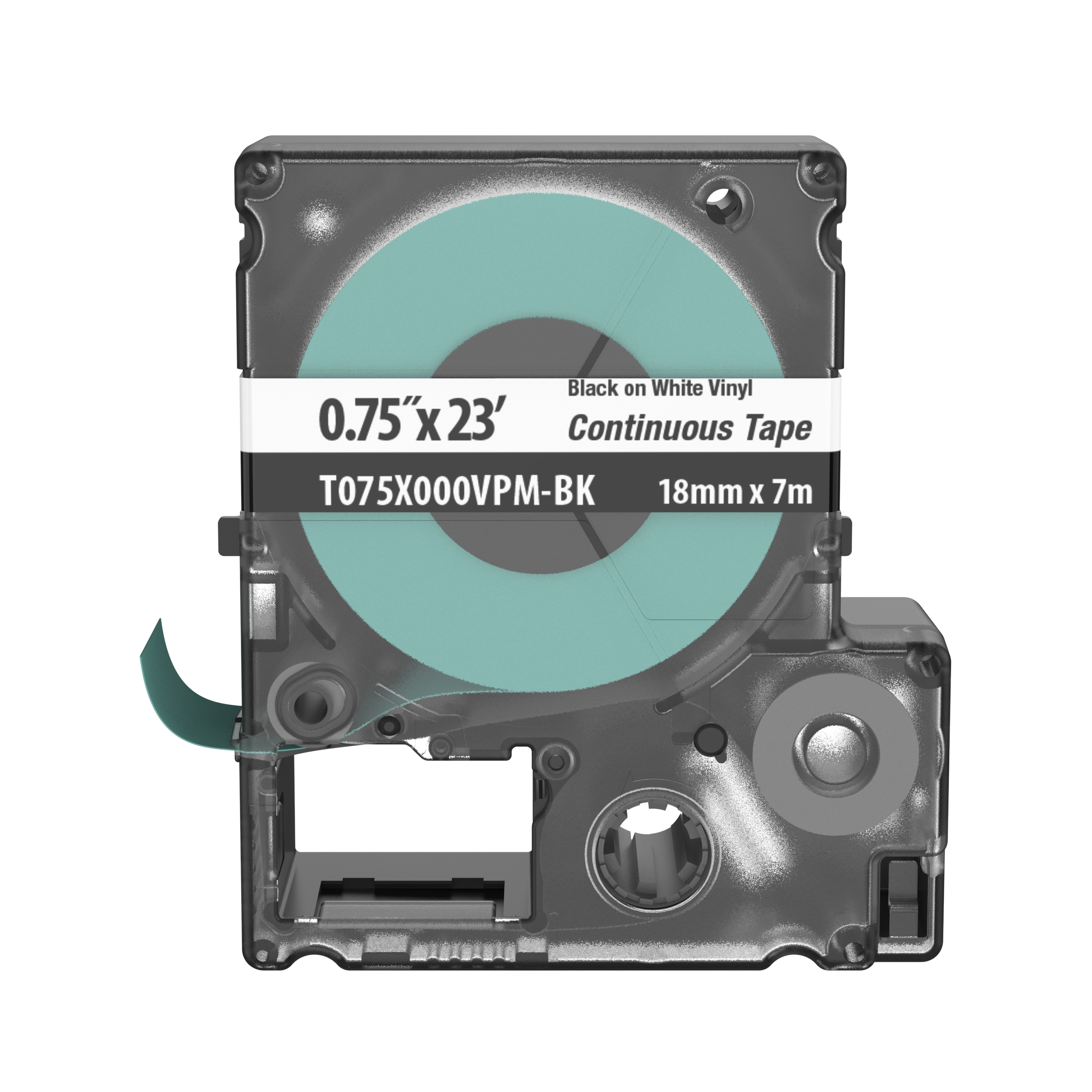 The T075X000VPM-BK Continuous Tape Cassette includes both label material and ribbon for easy changeover. Print custom pipe markers, voltage markers, signs, bin markers, and network identification labels on demand. For flat label applications only. For use with the MP100 and MP300 printers. Vinyl. 0.