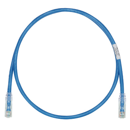 Product image for PANDUIT UTPSPL1MBUY The TX6. PLUS Cat 6 UTP Patch Cord is a 1-Meter, Blue cord constructed of 24 AWG, unshielded, twisted pair, stranded, LSZH (60332-1) cable with high-performance modular plugs. Its tangle-free latch prevents snags and ensures a fast release, streamlining moves, adds, and changes. The slender strain relief boot provides easy access in high-density applications. Enabled with RapidID, the product has pre-installed barcodes for simple port mapping using RapidID software.