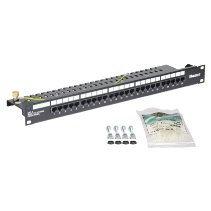 Product image for Panduit VP25344KBLY 25-Port Category 3 ISDN/Telephone Flat Patch Panel, Black