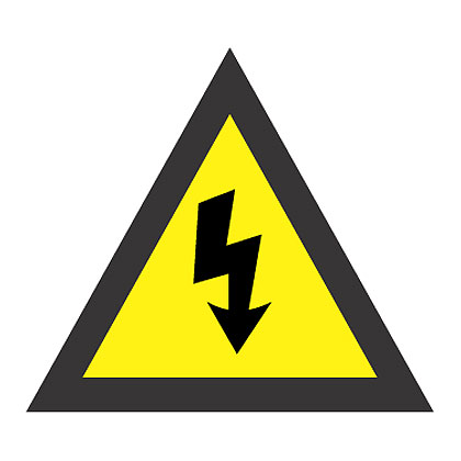 Product image for Panduit WL33Y Warning Label, Vinyl, Electrical Symbol, 4.50"Triangle, 50 pc/pk, BL/YL