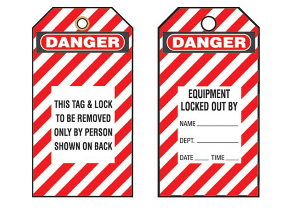 Red and white danger tags