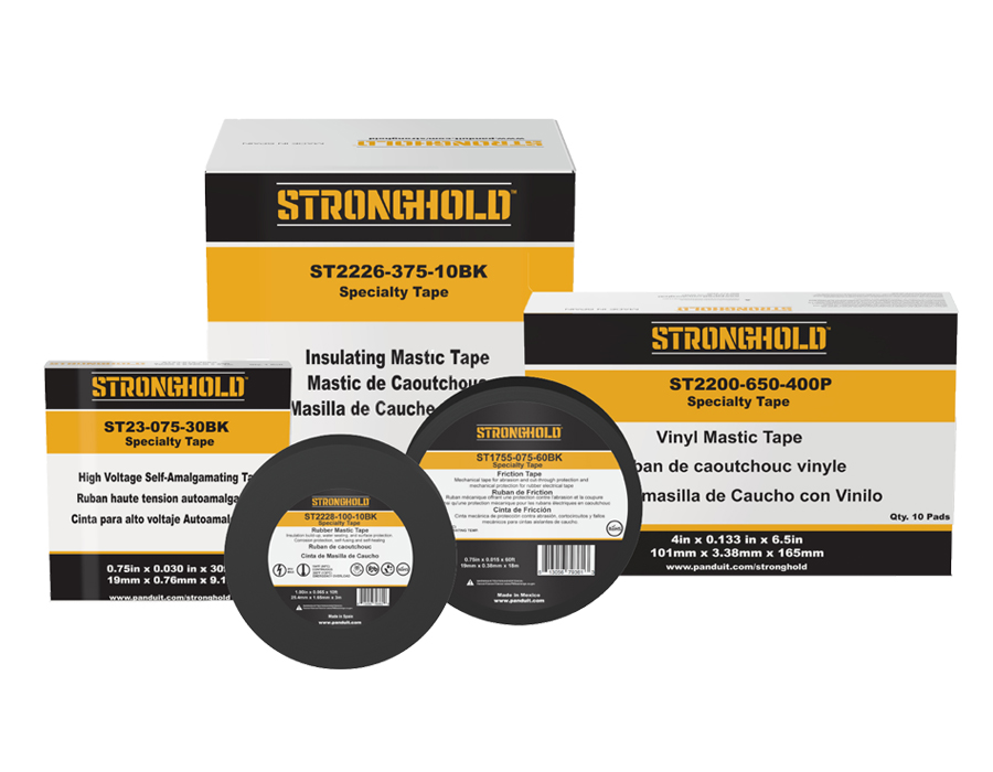 StrongHold Specialty tape collection, displaying mastic, rubber and friction tapes.