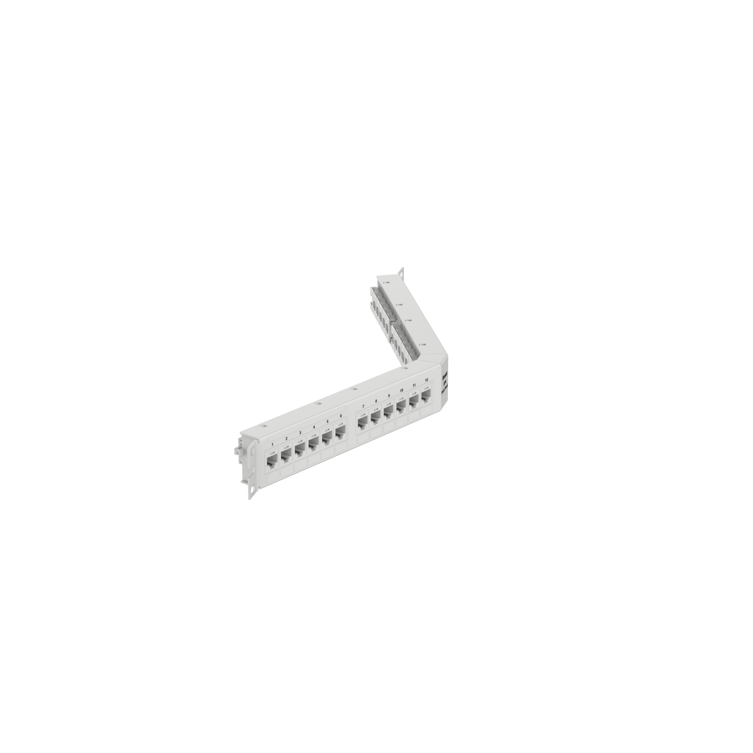 Dik Açılı Cat 6 Çıkış Paneli 24 Port, 1RU, Beyaz