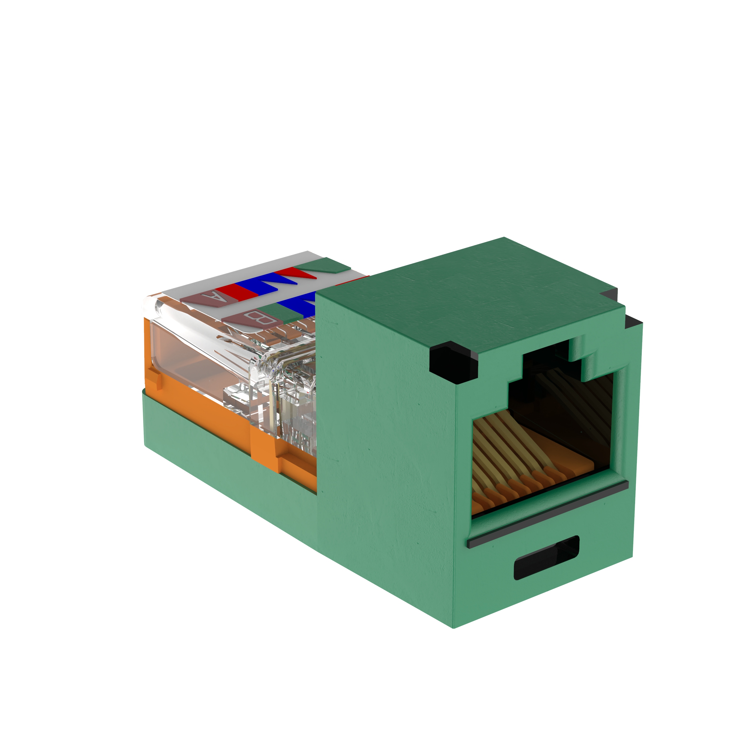 Twisted Pair RJ45 Cat 5e Çerçeve Soket Modülü, Yeşil