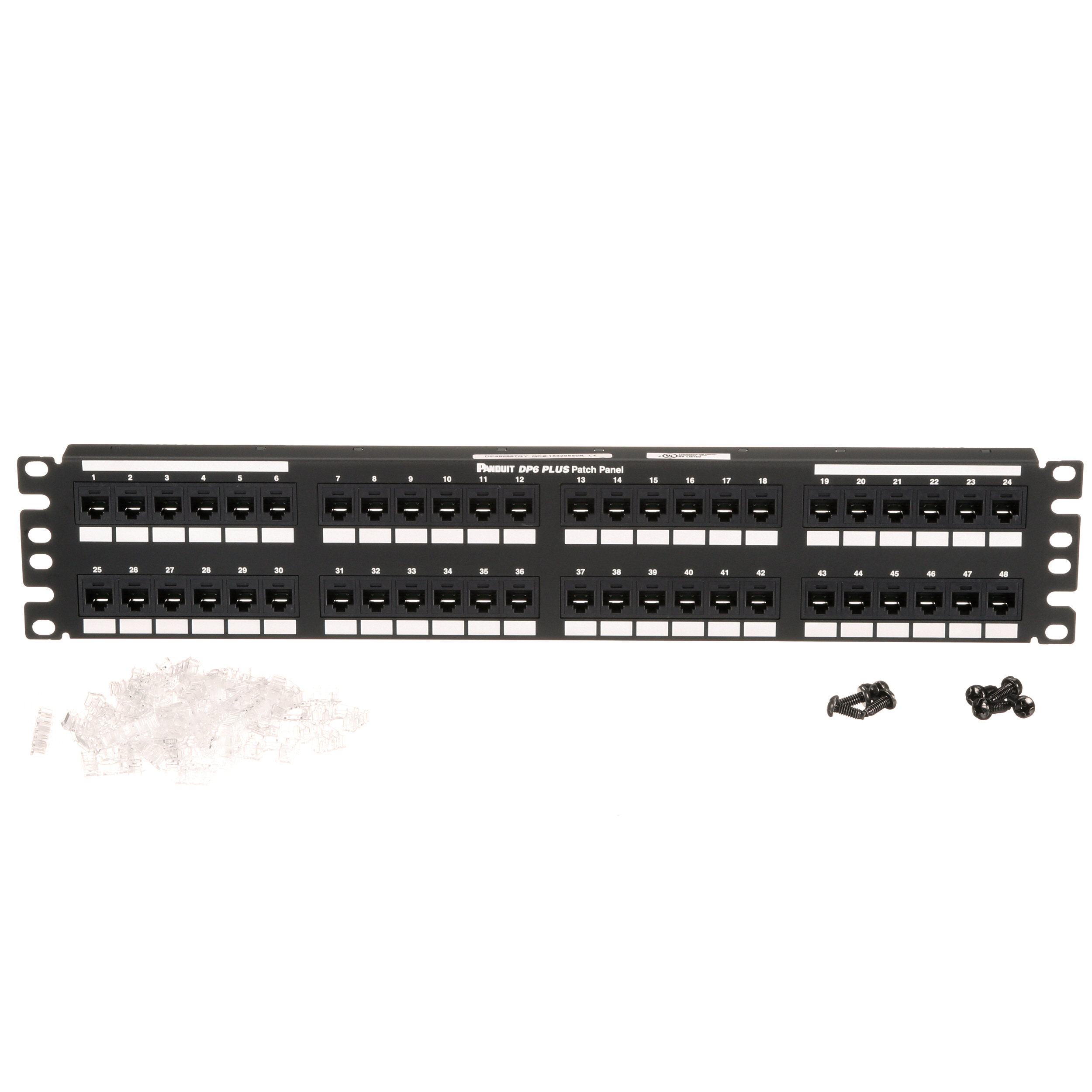 Cat 6 Çıkış Paneli, 48 Port, 2 RU, Siyah