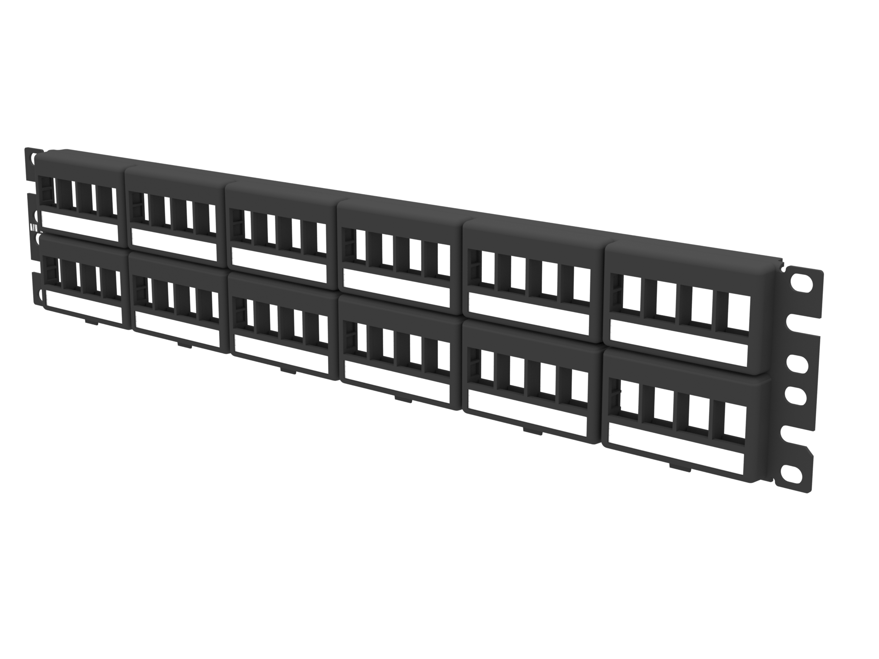 Keystone Yama Paneli, Ön Erişim, Düz, 48 Port, Siyah, Etiketler