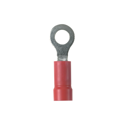 Halka Terminal, vinil yalıtımlı, 22 - 18 AWG, 1/4" pin boyutu, huni girişi, 100'lü paket