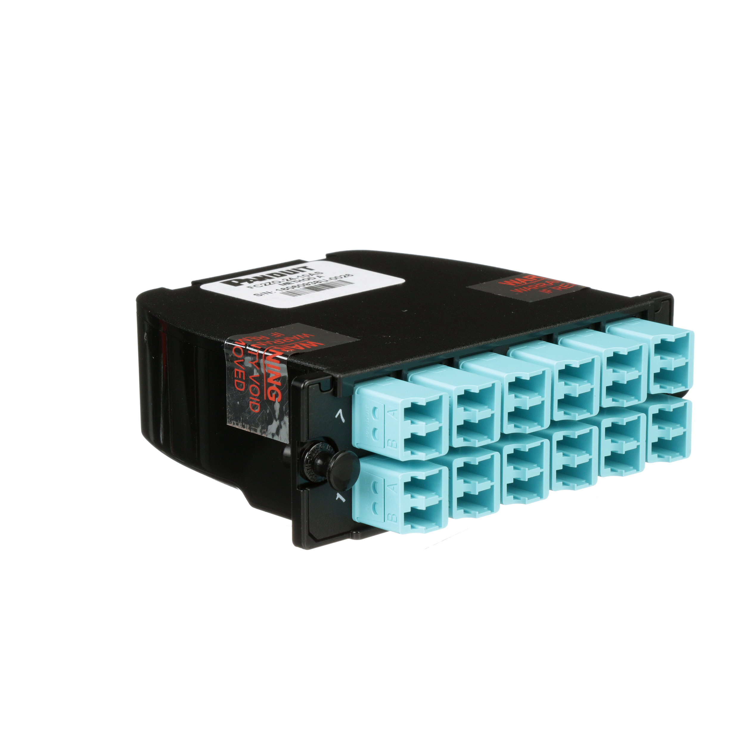 OM4 24-FIBER TOTAL, AQUA ADAPTER, ZIRCONIA SPLIT SLEEVE, OPTIMIZED LOW LOSS, LC DUPLEX TO MTP (MALE); METHOD B - B1 (1-1 ARRAY)