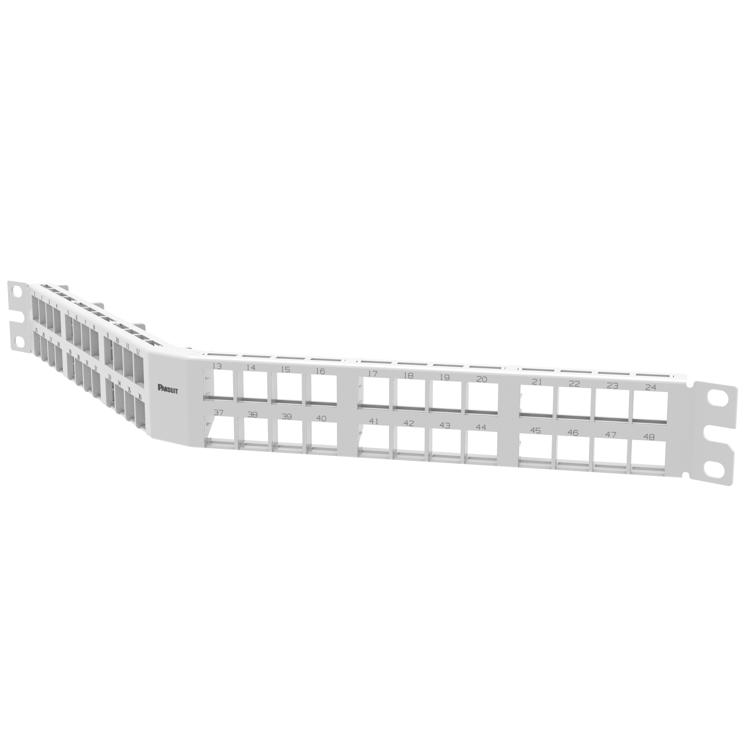 NetKey 48 Port High Density Angled Patch Panel, Angled, White