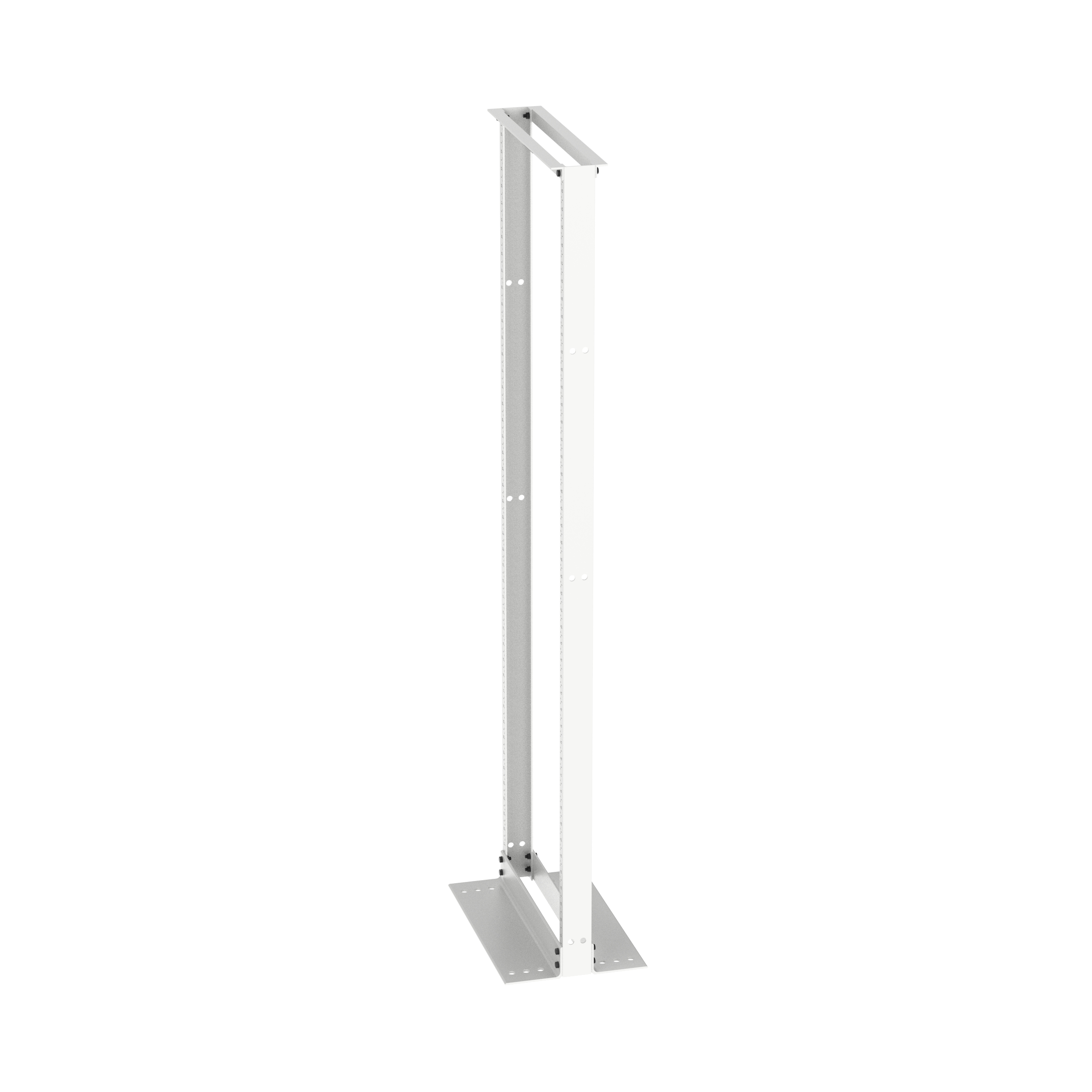 2-Post Rack, 52RU, #12-24 Threaded E-Rails, Aluminum, White