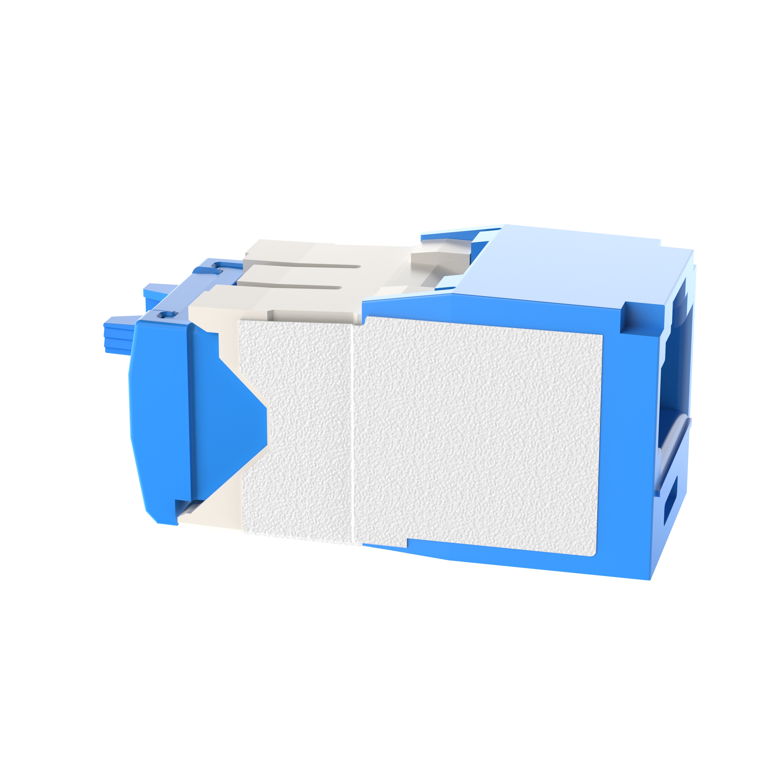 Bükümlü Çift RJ45 Cat 6A Kilitlemeli TG Jak Modülü, Mavi