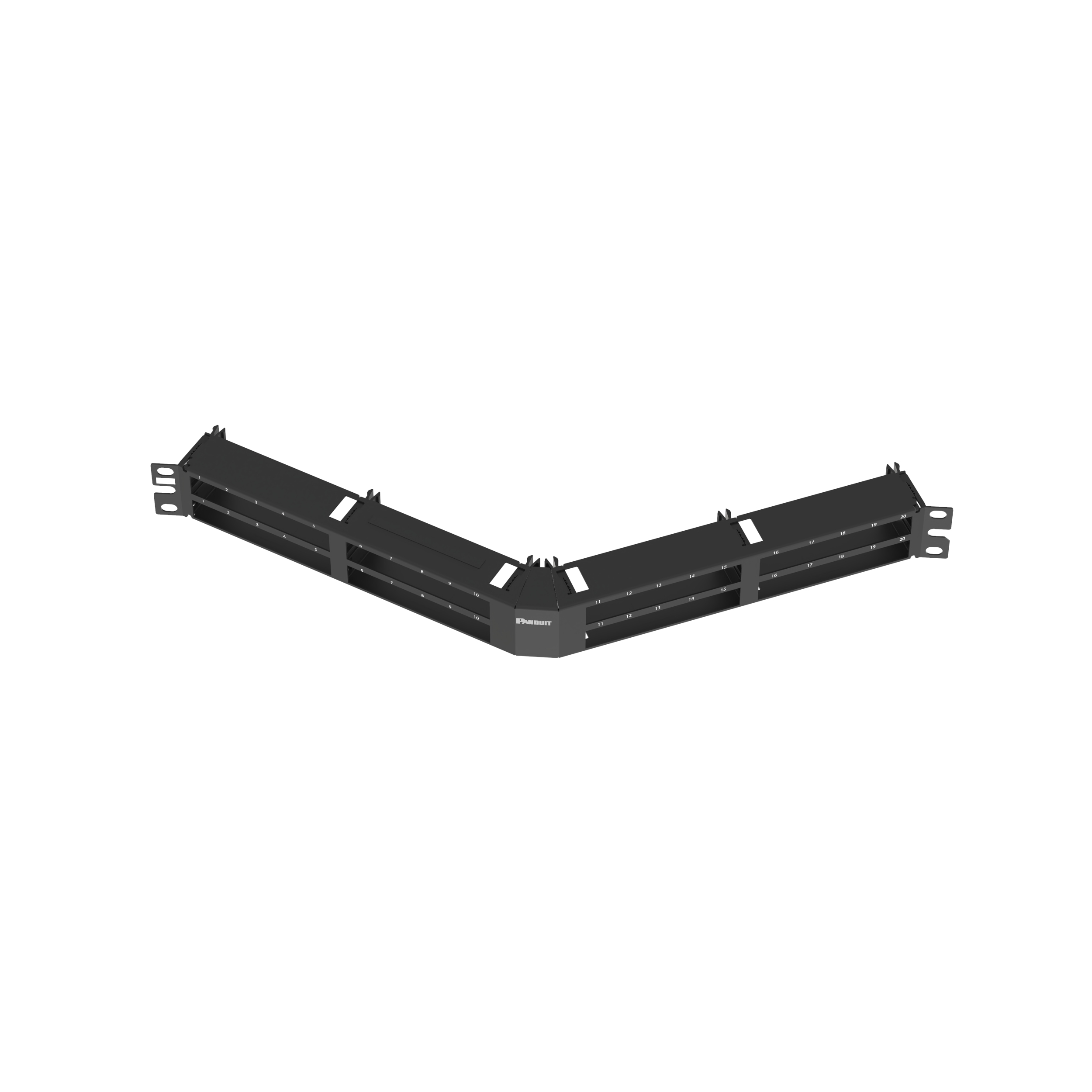 QuickNet™ Dik Açılı Tam Metal Patch Panel, 48 Port, 1 RU, Siyah