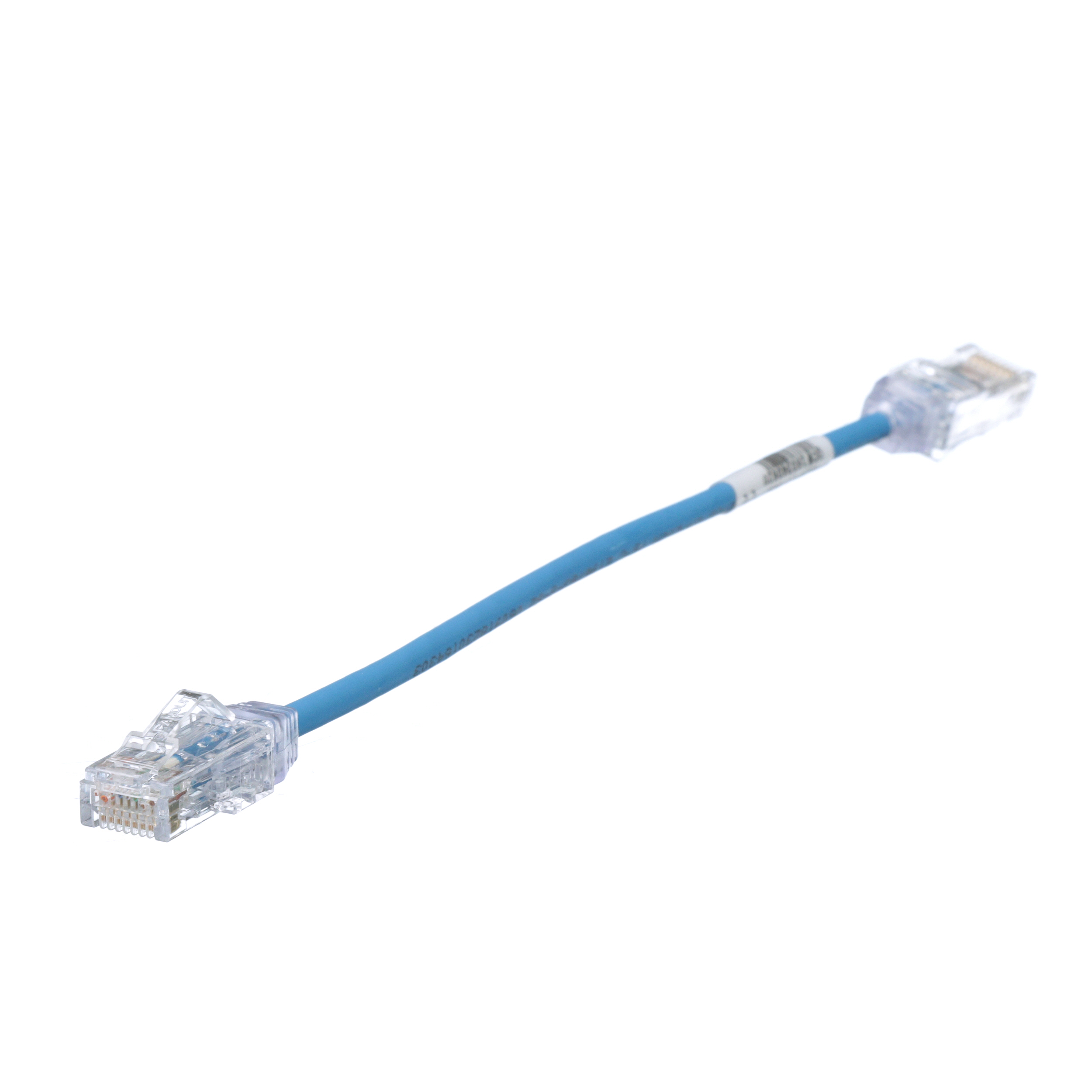 Cat 6A 28 AWG UTP Bakır Yama Kablosu, 0.2m, Mavi