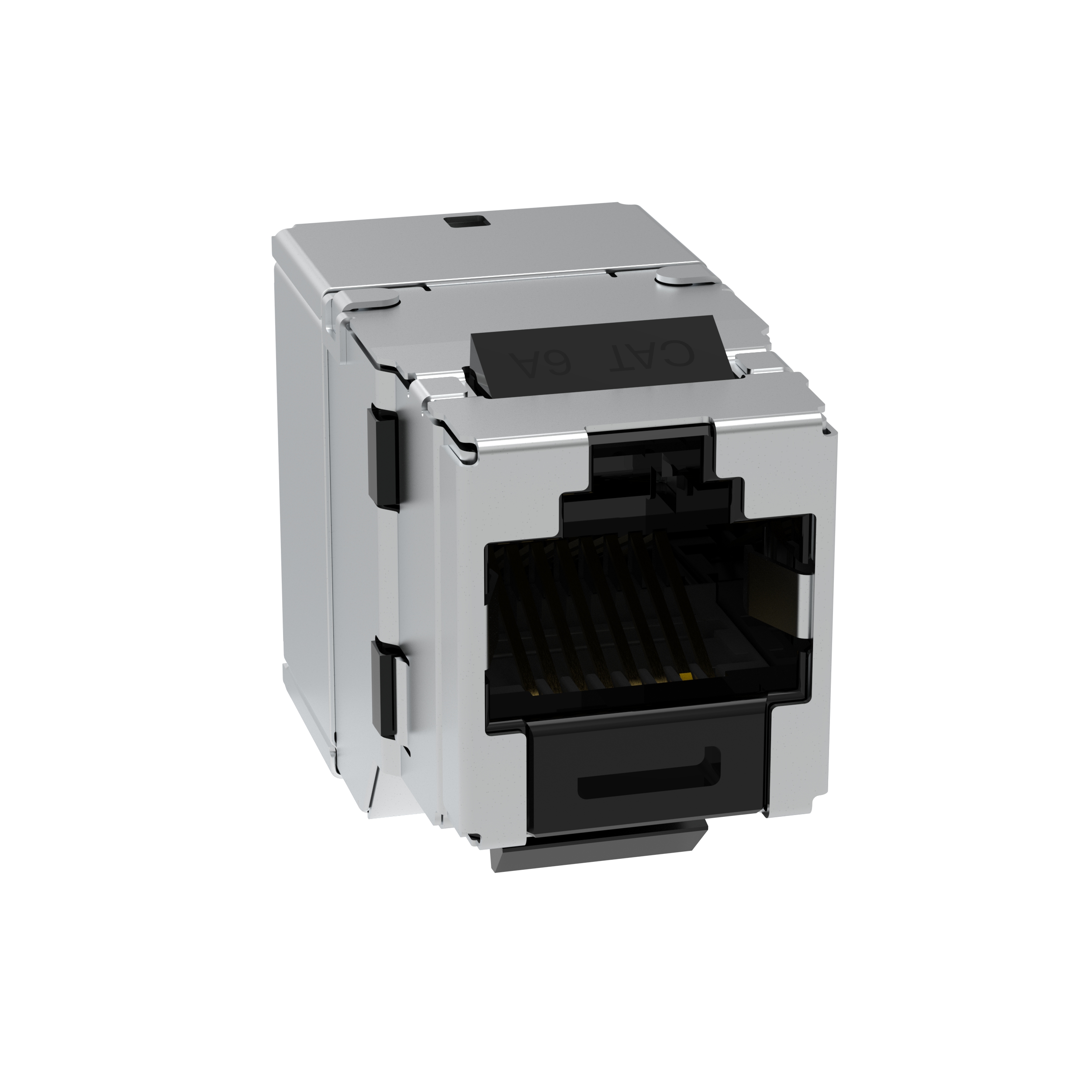 Shielded Keystone RJ45 Jack Module, Cat 6A, Black, 100 Pack