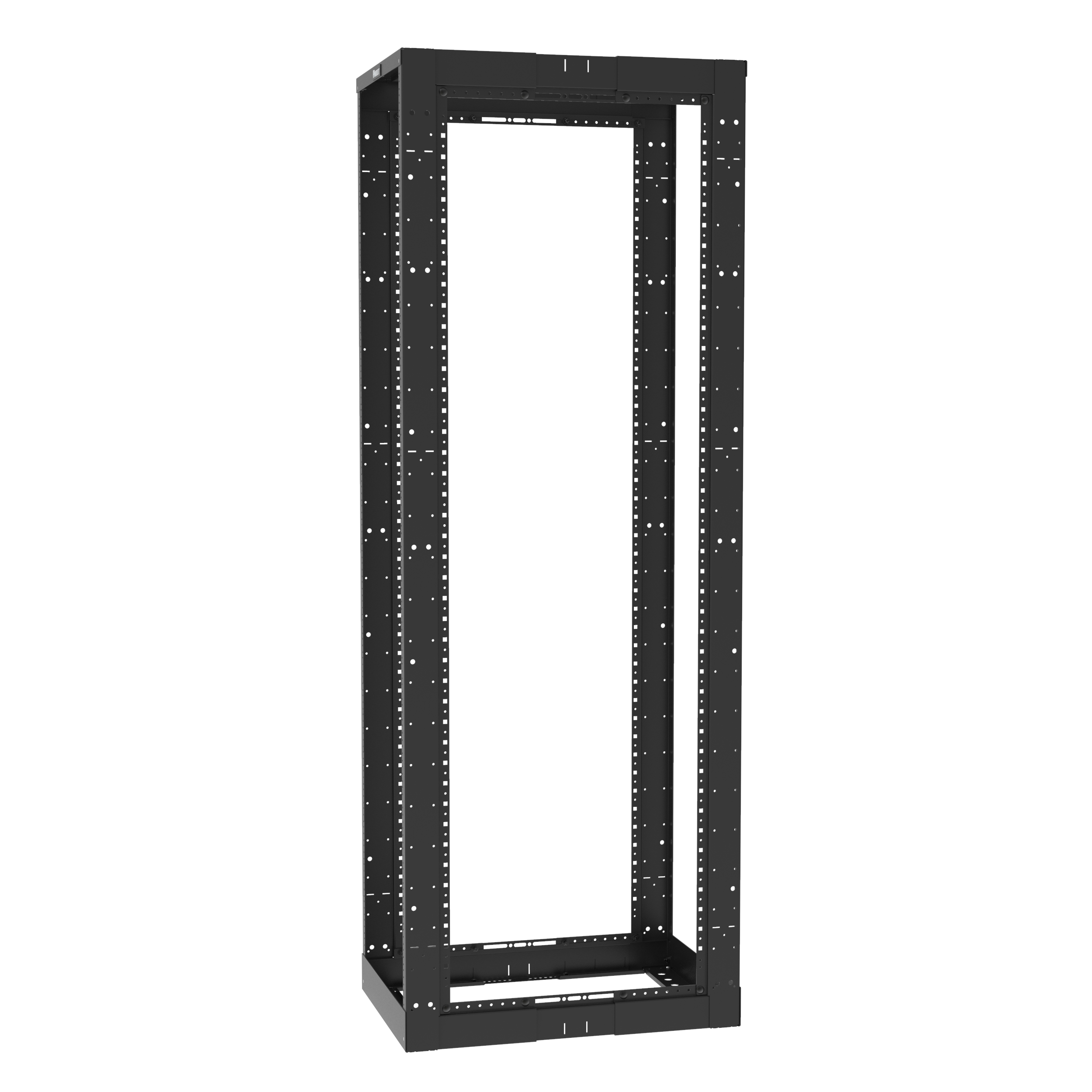 4 Post Rack, Ayarlanabilir Derinlik, 45RU, #12-24 Dişli E-Raylar, Siyah