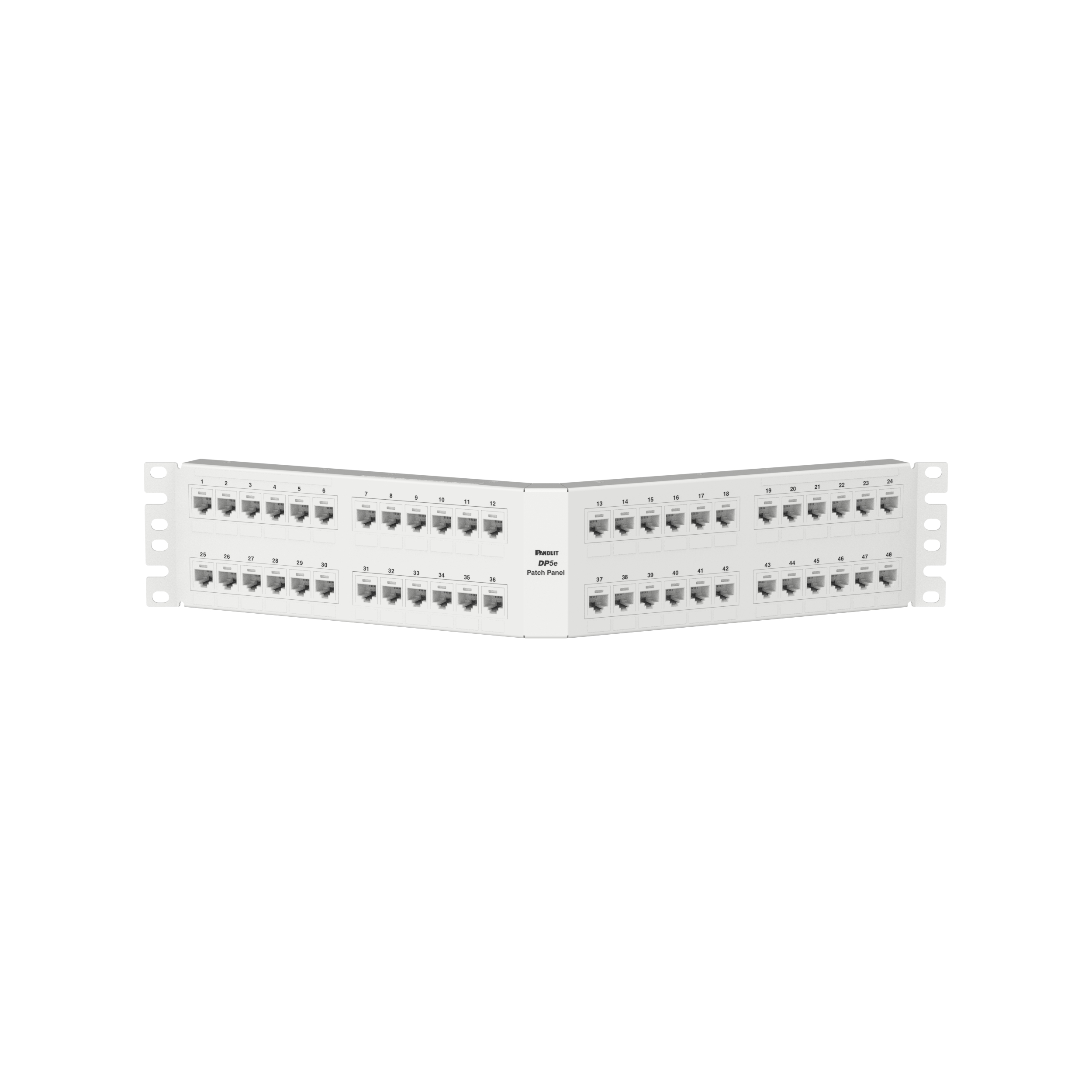 Dik Açılı Cat 5e Çıkış Paneli 48 Port, 2RU, Beyaz