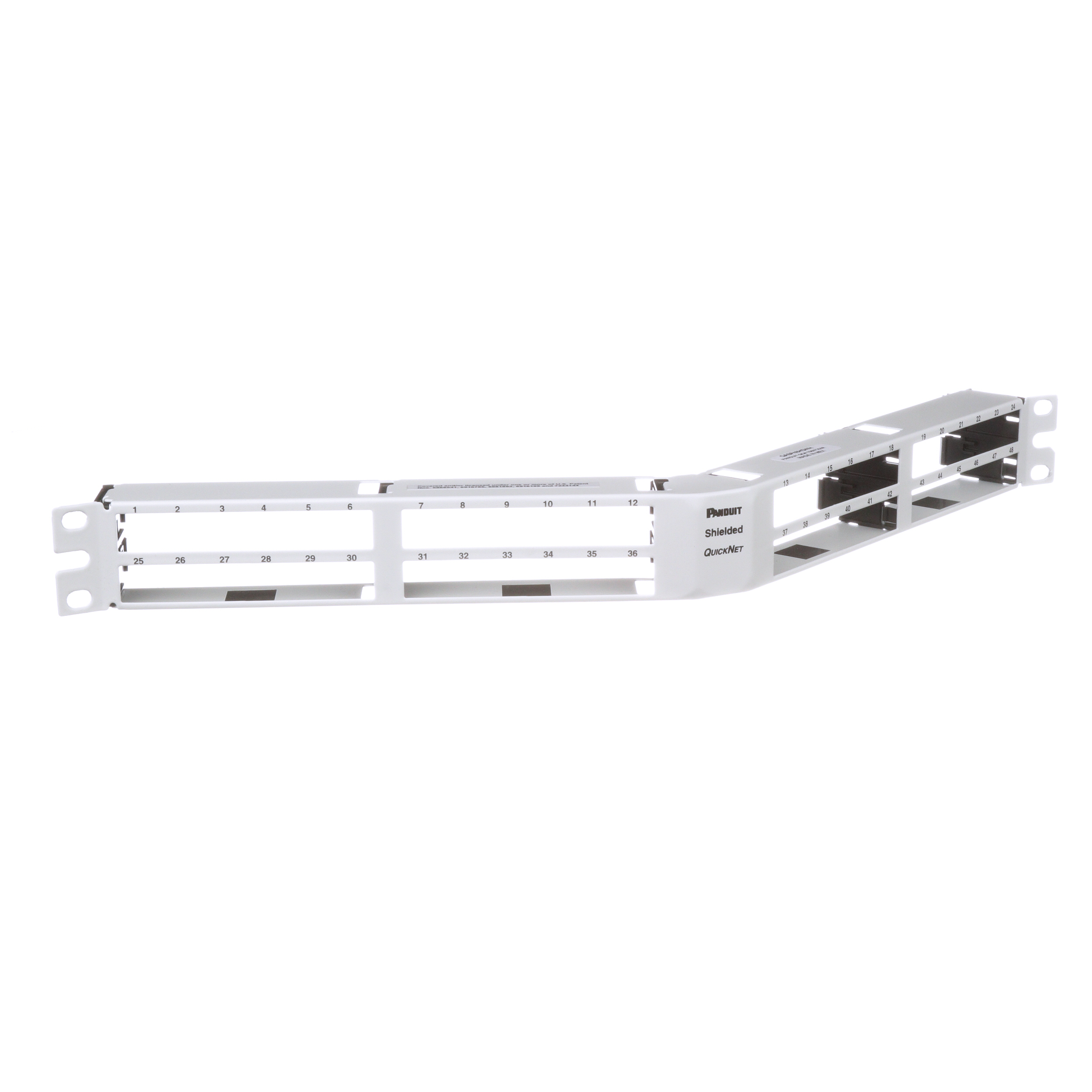 QUICKNET SHIELDED PATCH PANEL , ANGLED, 48 PORT, 1 RU, WHITE