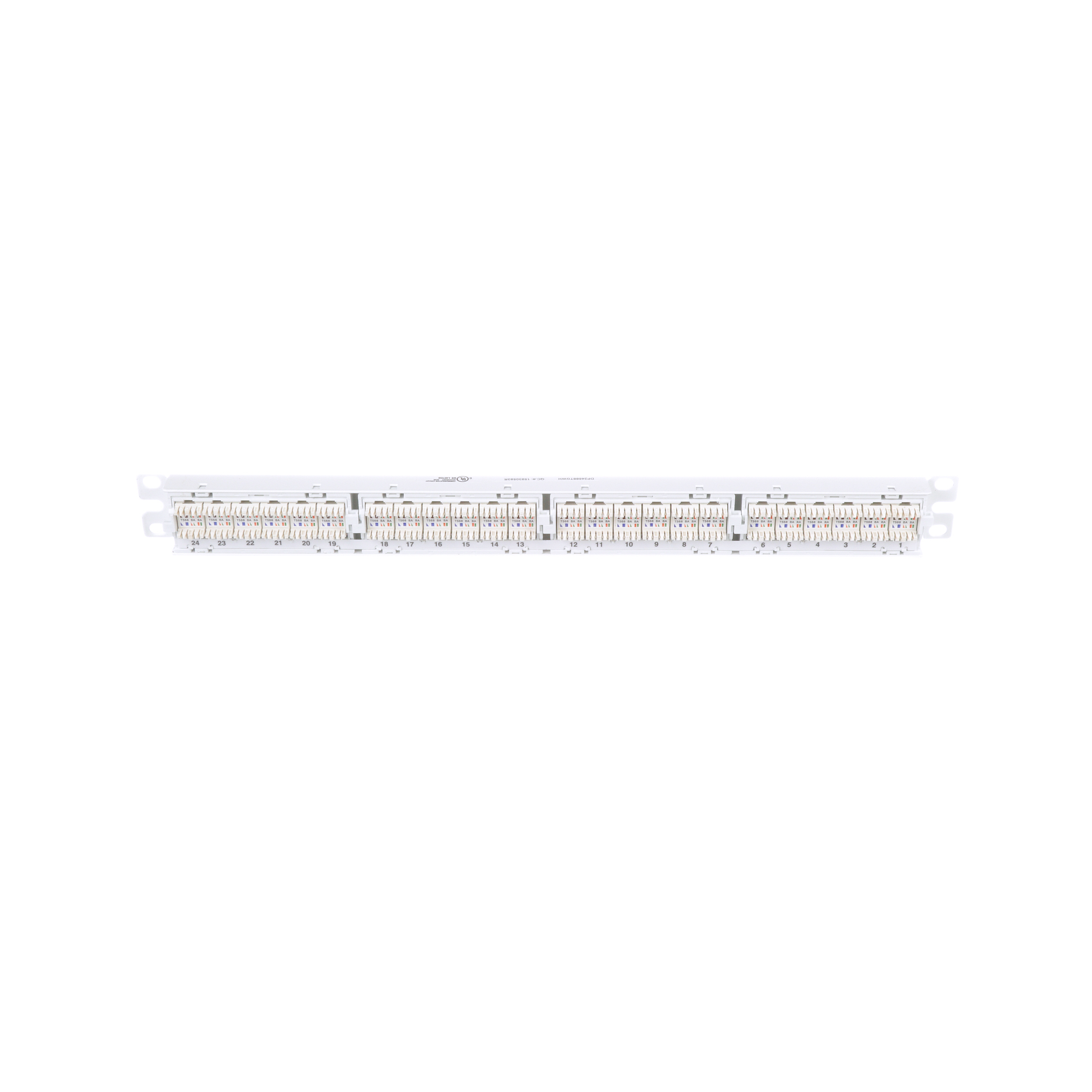 Düz Cat 6 Çıkış Paneli 24 Port, 1RU, Beyaz