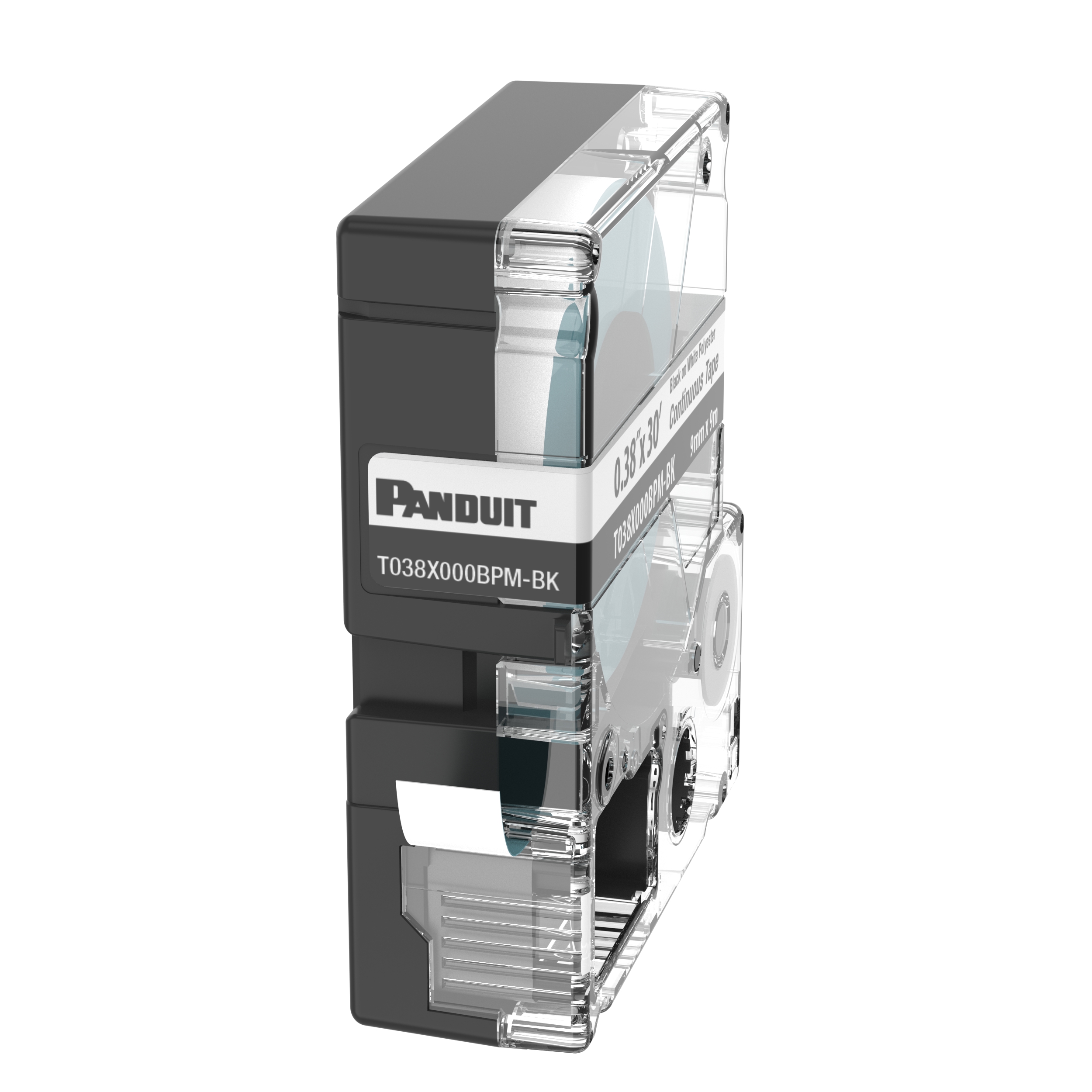PXE Kaset, Sürekli Bant, Polyester, .38" Genişlik x 30' Uzunluk, Siyah/Beyaz