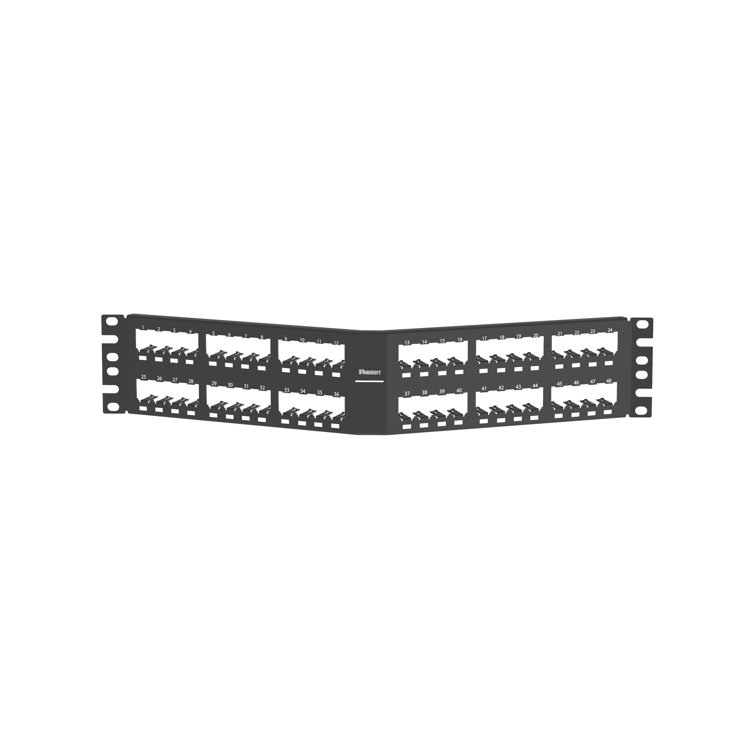 Mini-Com® Angled Patch Panel, 48 port, 2 RU, BL