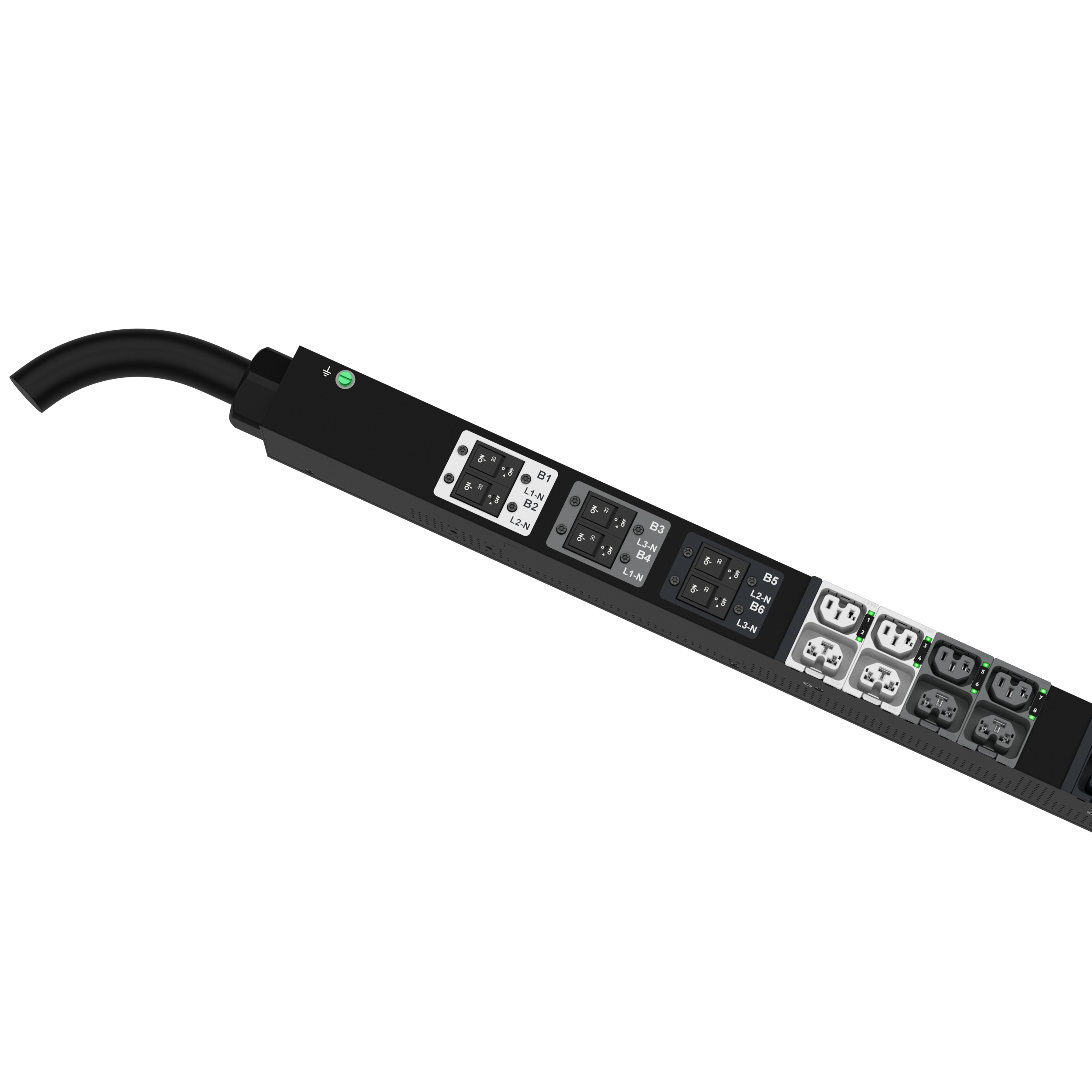 G6 MS Güç Dağıtım Birimi, 63A/60A, (24)C13/C15, (24)C13/15/C19/C21, IEC 60309 3P+N+E 6h