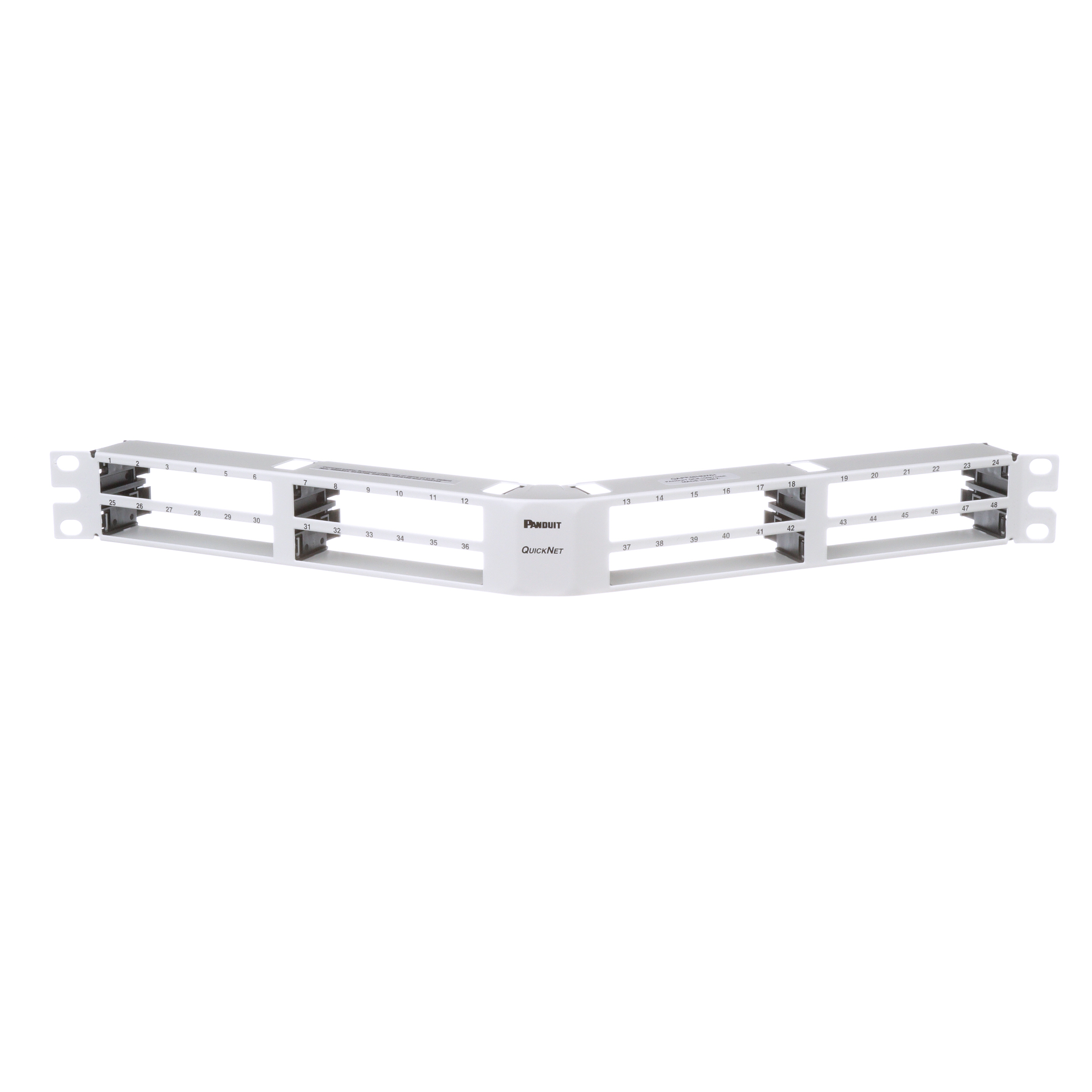 QuickNet™ Patch Panel, Dik Açılı, 48 Port, 1 RU, Beyaz