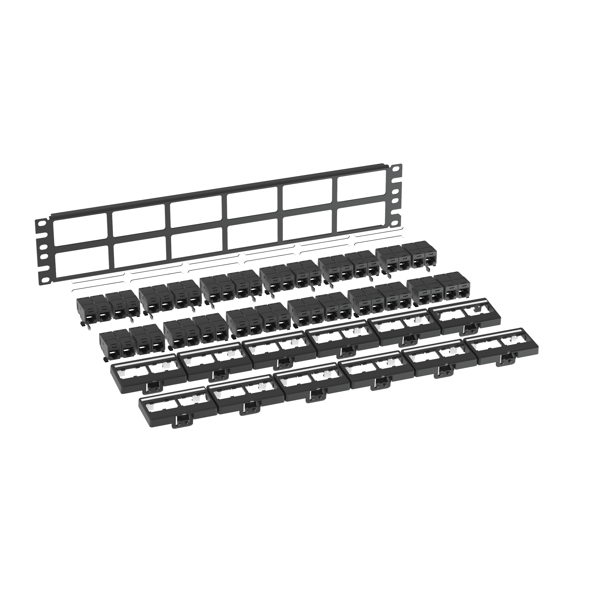 Yama Paneli Seti, Cat 6A UTP, 48 port, 2 RU, BL