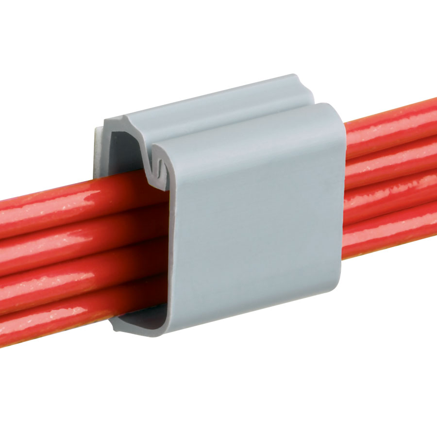 Clip, Light Gray, PVC, Rubber Adh., 38.4x38.4mm, PK50